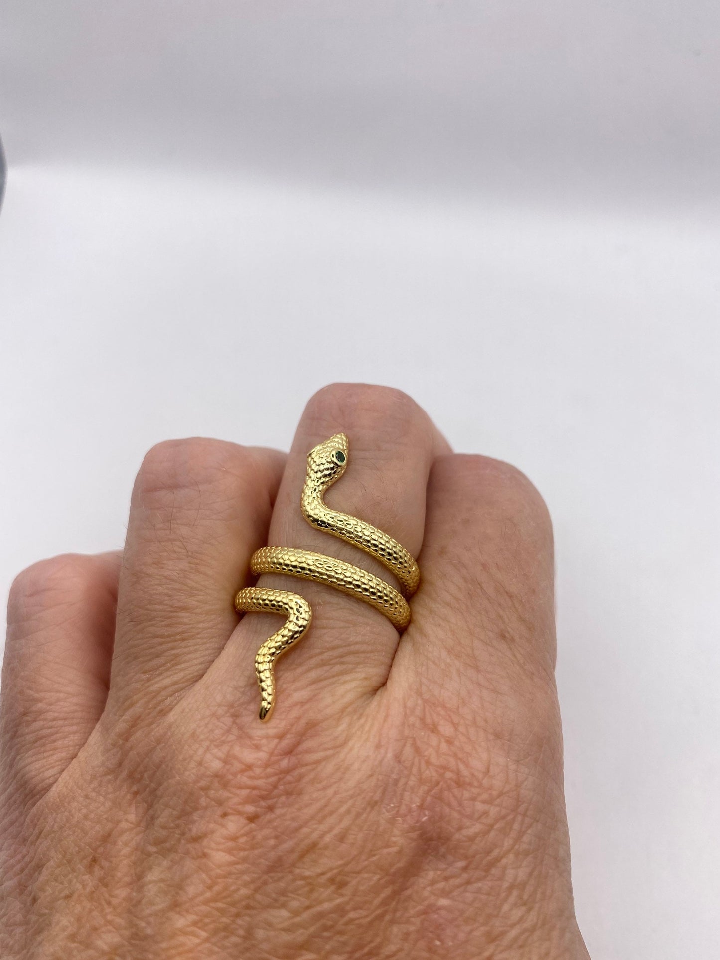 Vintage Snake Ring Golden 925 Sterling Silver Adjustable