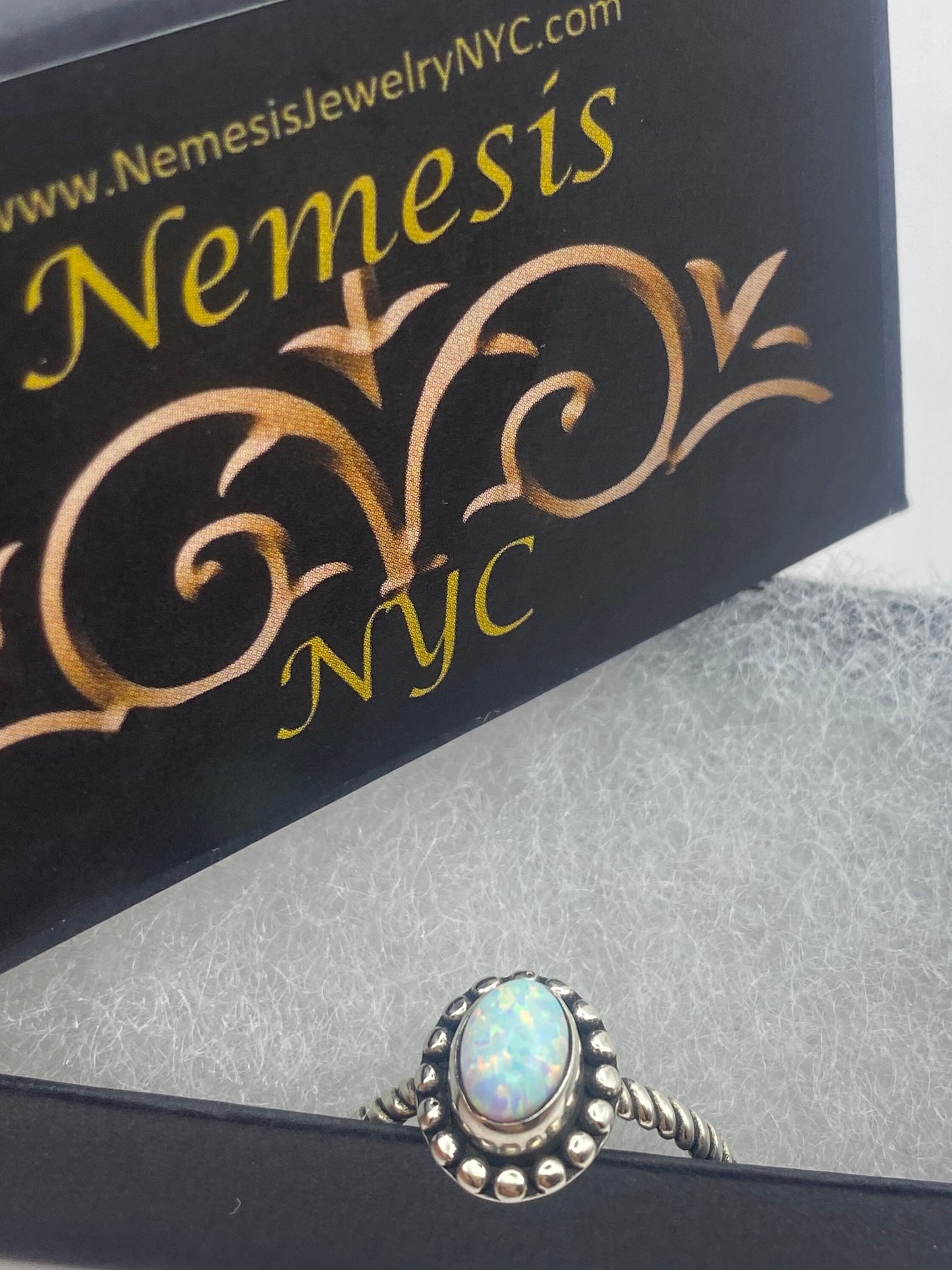 Vintage Blue Fire Opal 925 Sterling Silver Inlay Ring