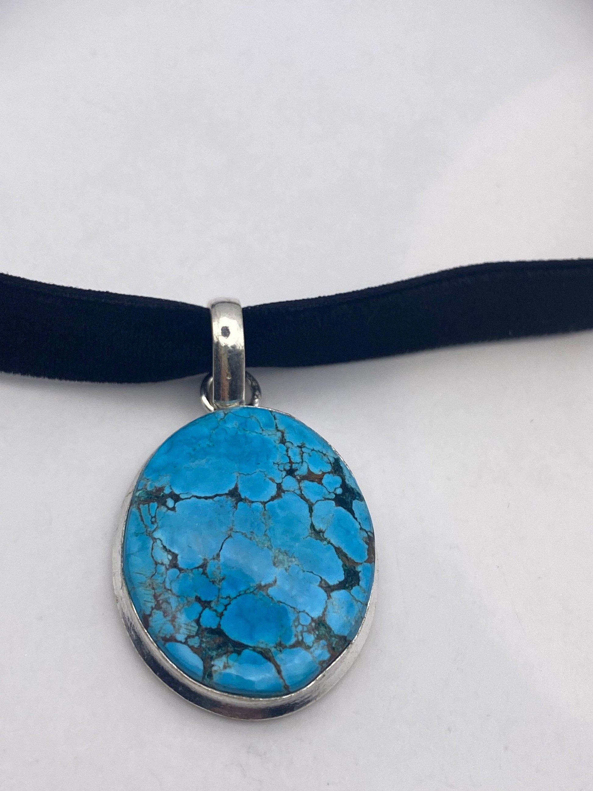 Vintage Tibetan Blue Turquoise Pendant Necklace