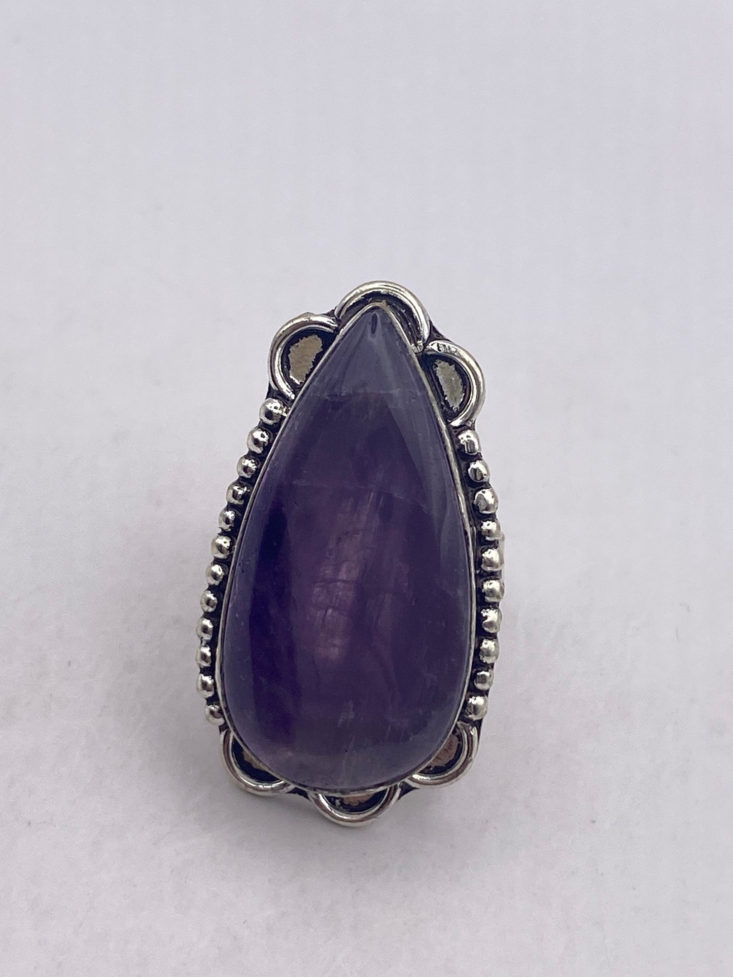 Vintage Boho Purple Amethyst Cocktail Ring Size 7.75