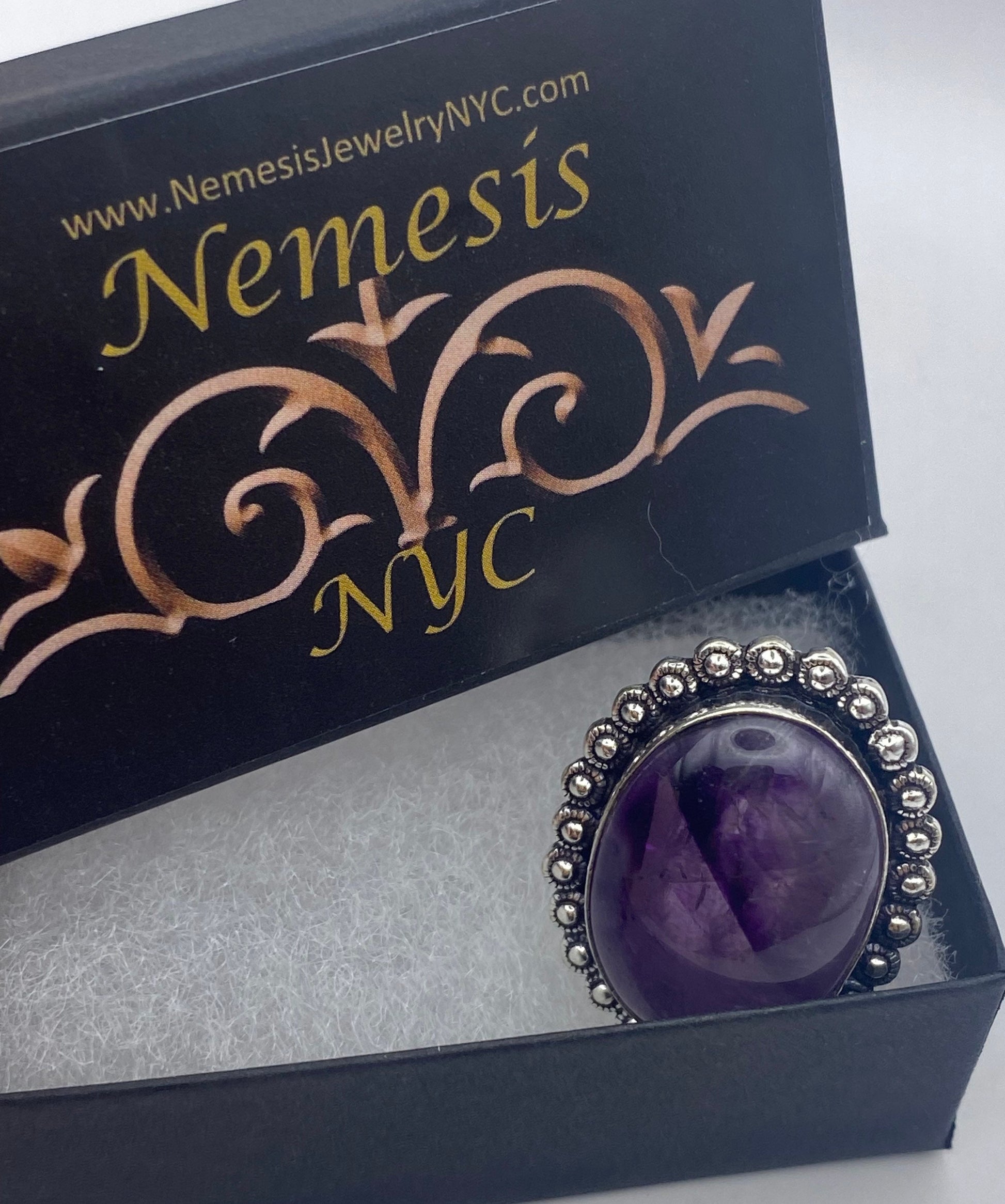 Vintage Boho Purple Amethyst Cocktail Ring Size 8