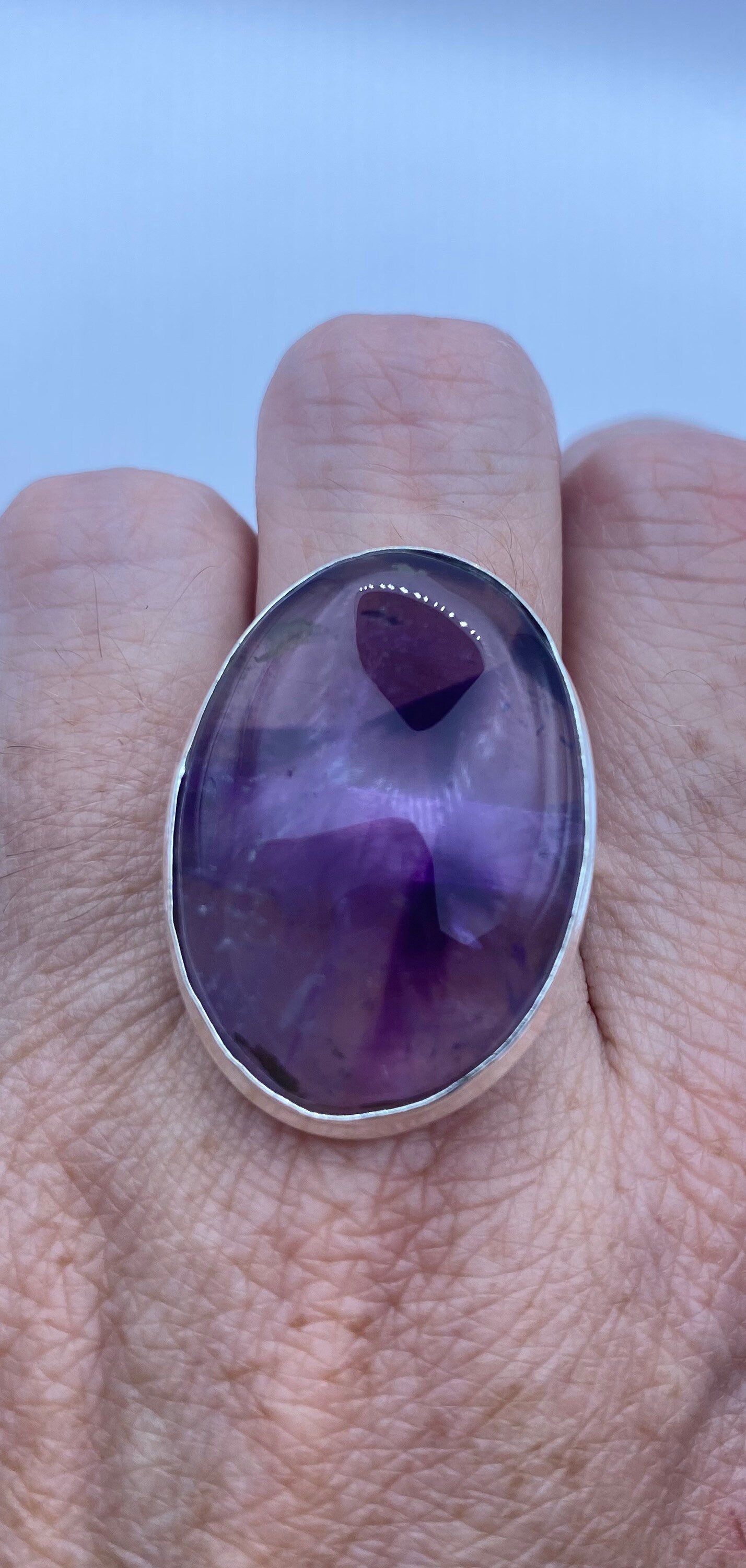 Vintage Boho Purple Amethyst Cocktail Ring Size 9