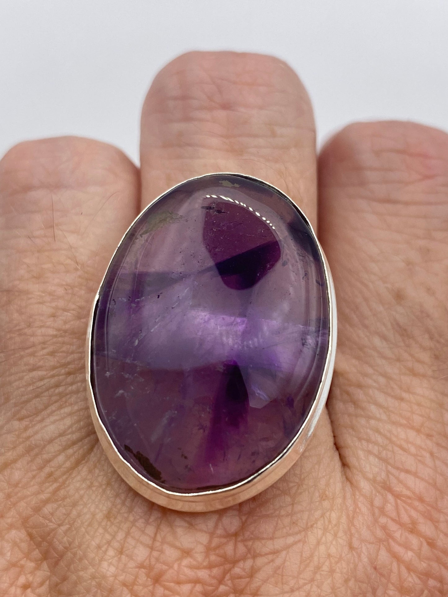 Vintage Boho Purple Amethyst Cocktail Ring Size 9