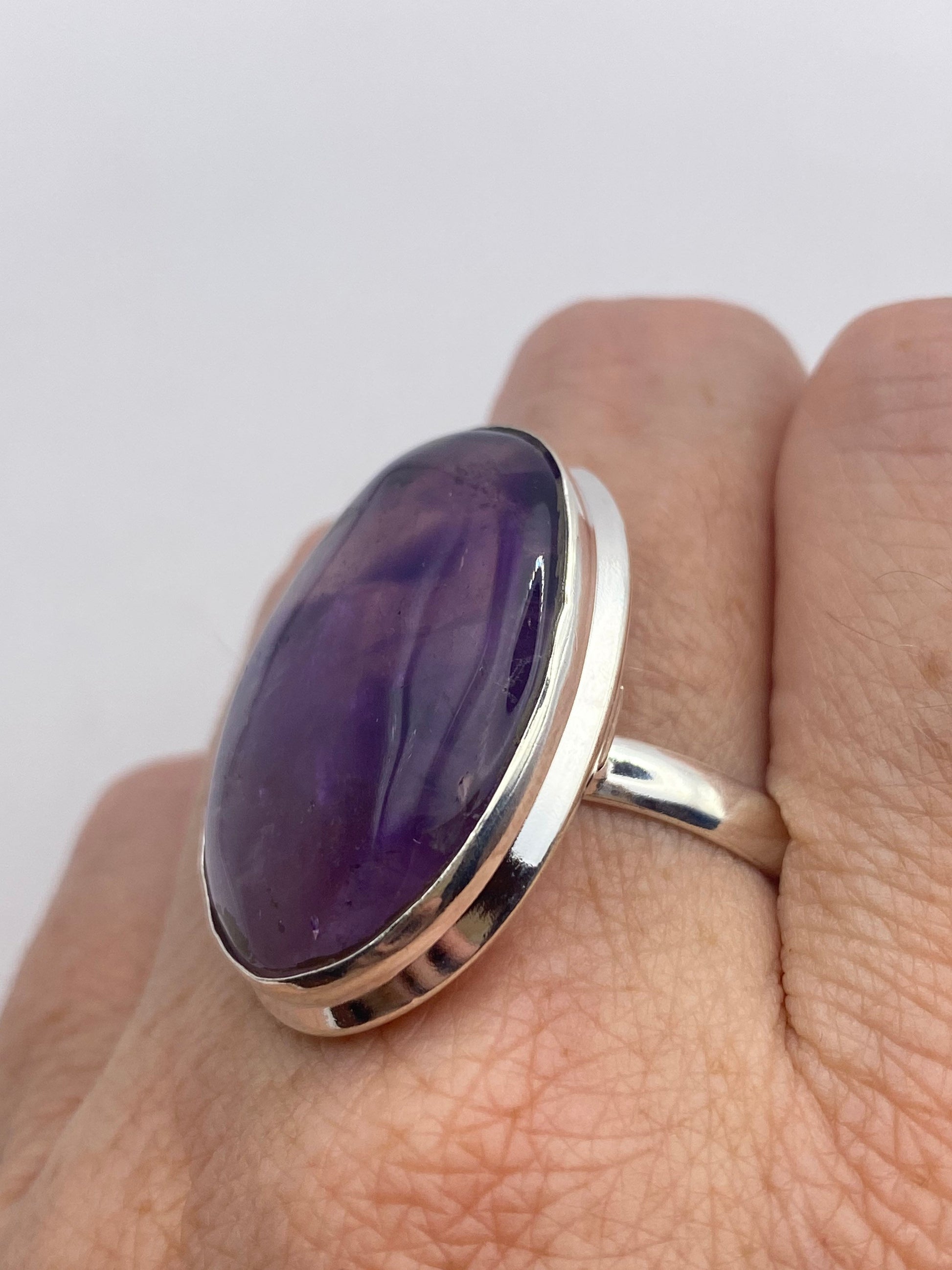 Vintage Boho Purple Amethyst Cocktail Ring Size 9