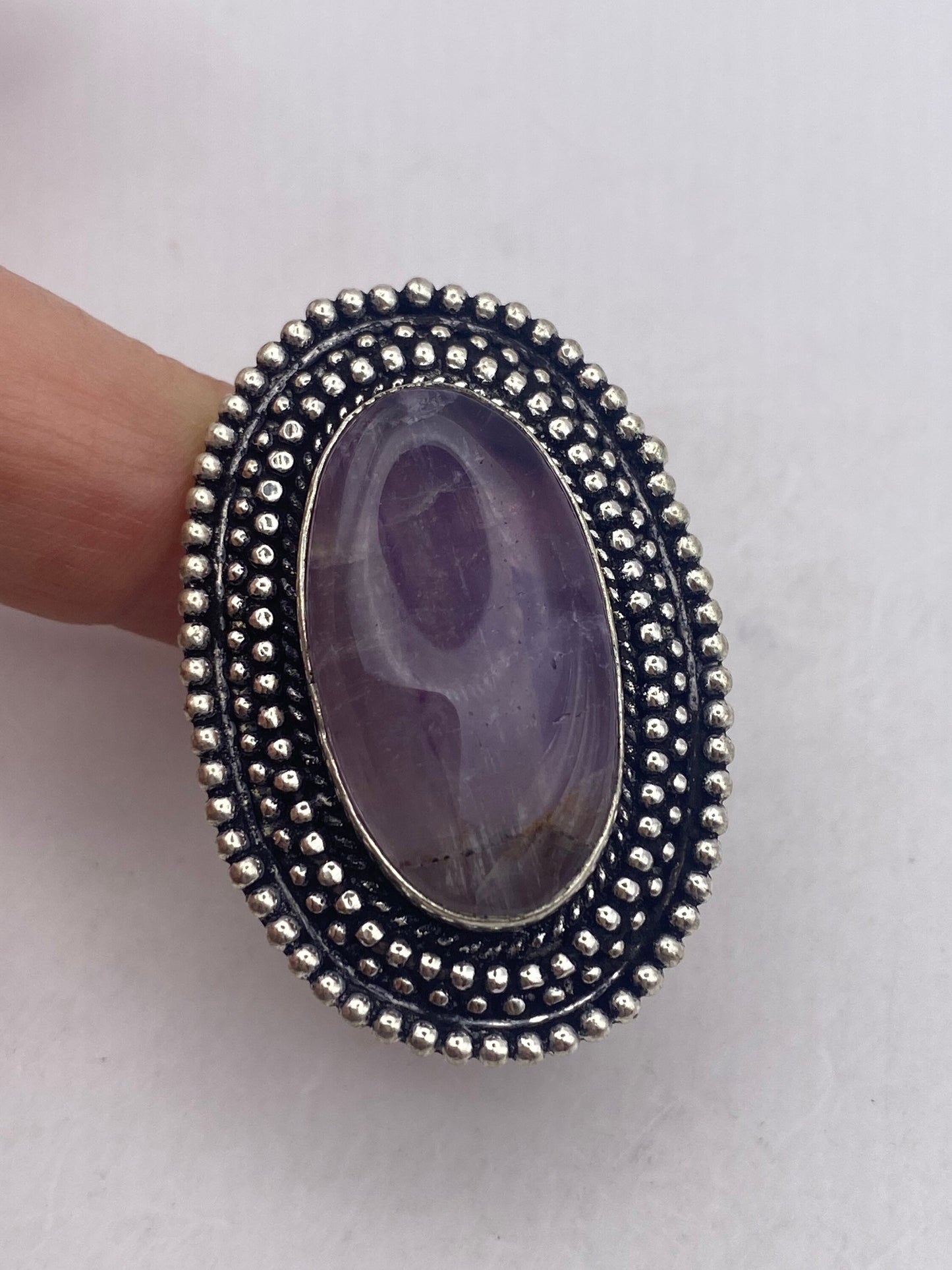 Vintage Boho Purple Amethyst Cocktail Ring Size 7