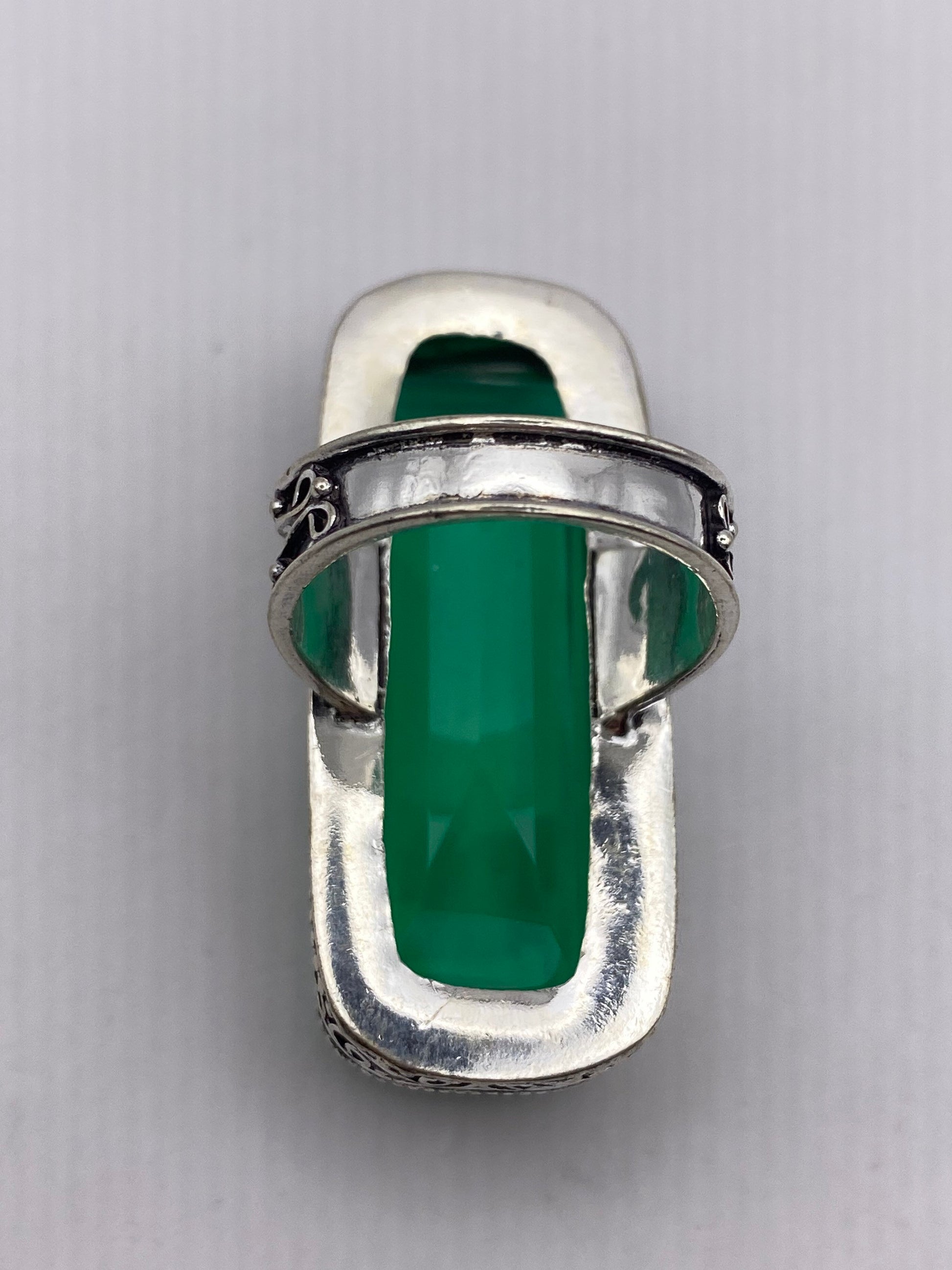 Vintage Green Antique Glass Cocktail Ring