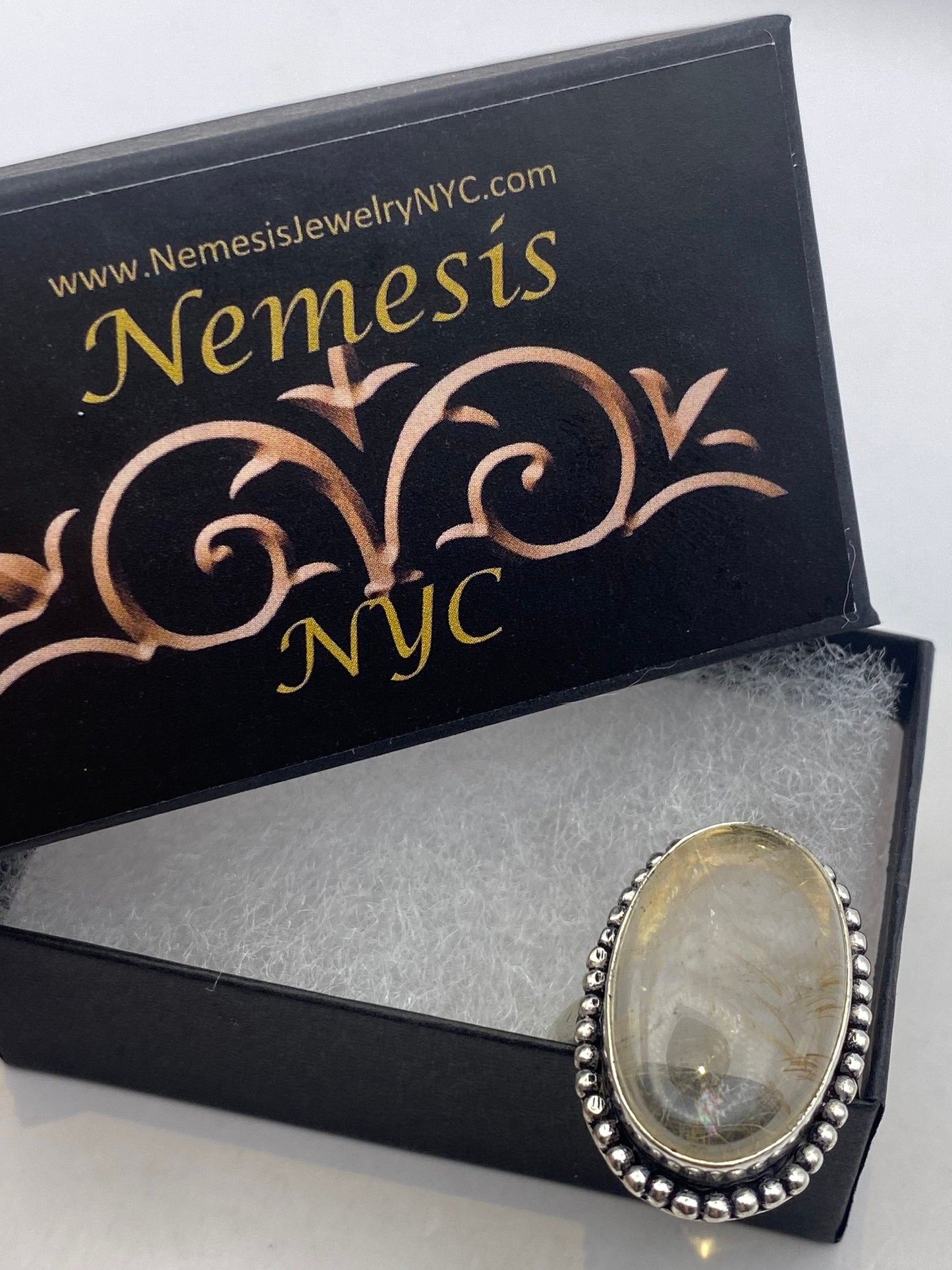 Vintage Gold Rutile Quartz Boho Cocktail Ring