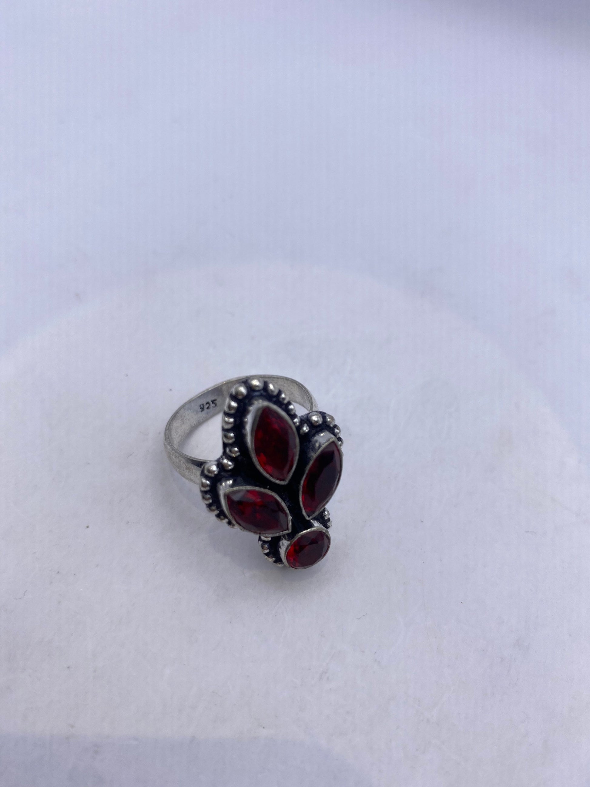 Vintage Red Ruby Glass Ring Antique Art Glass