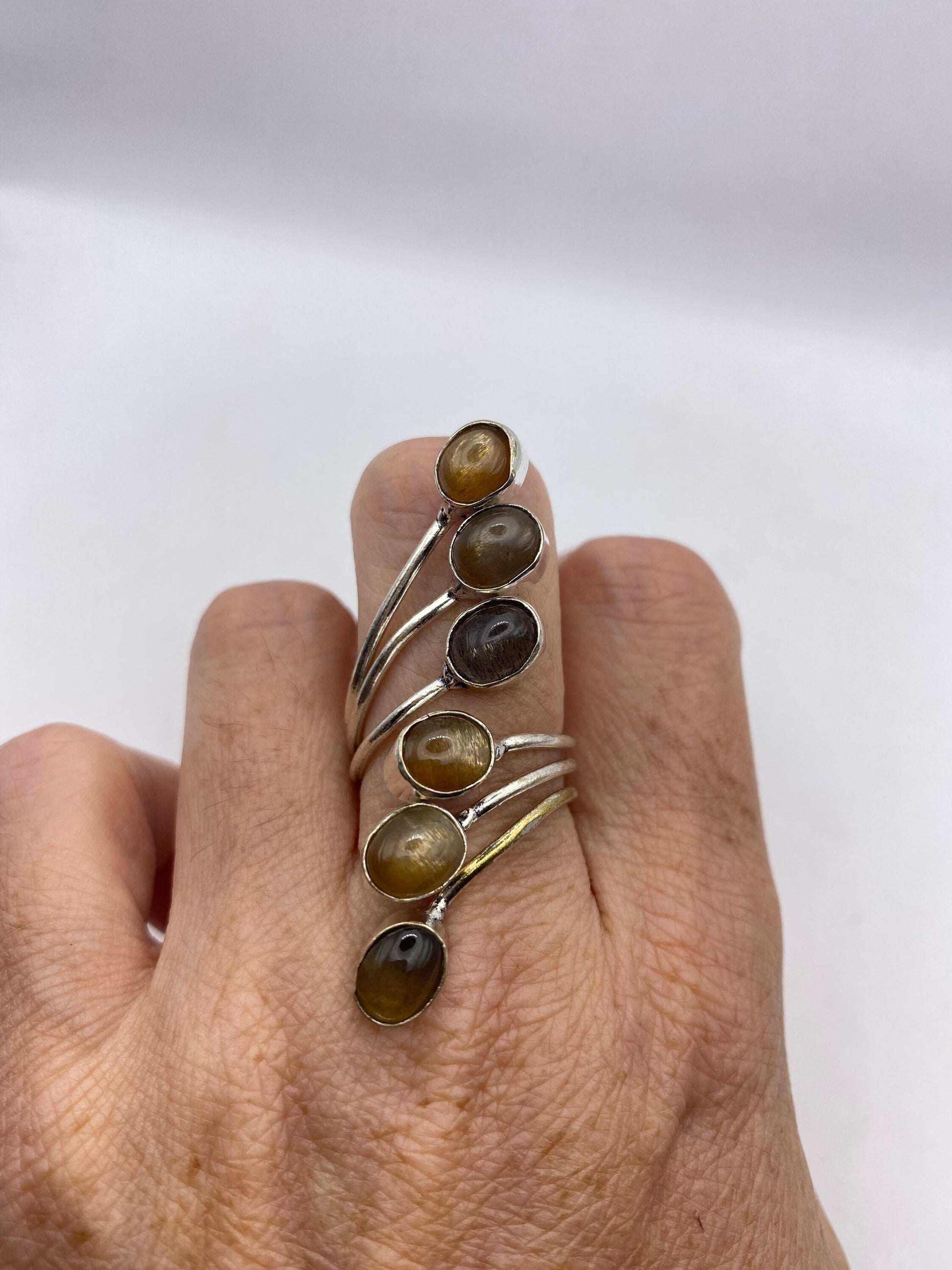 Vintage Genuine Bronze Moonstone Adjustable Ring