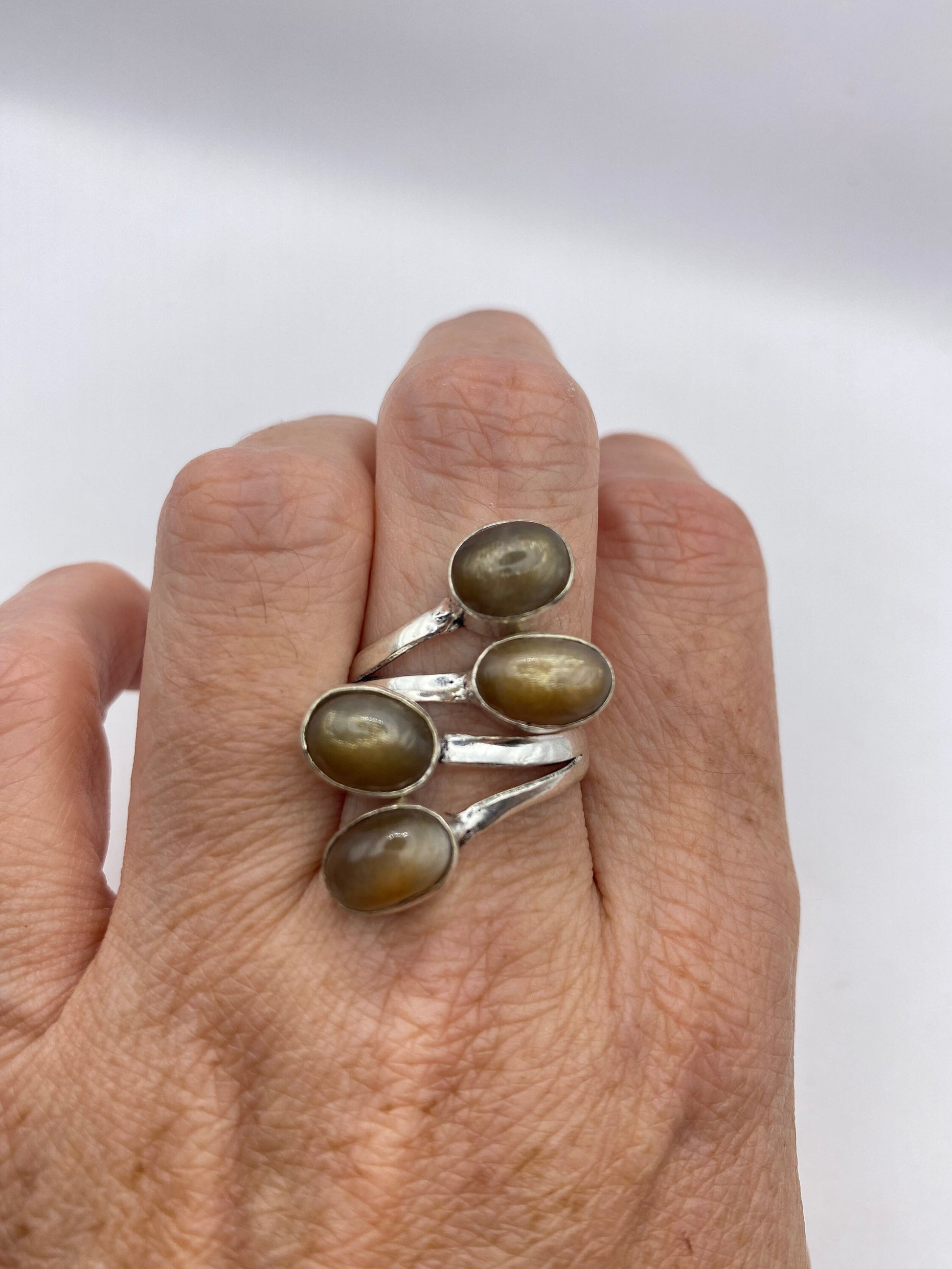 Vintage Genuine Bronze Moonstone Adjustable Ring