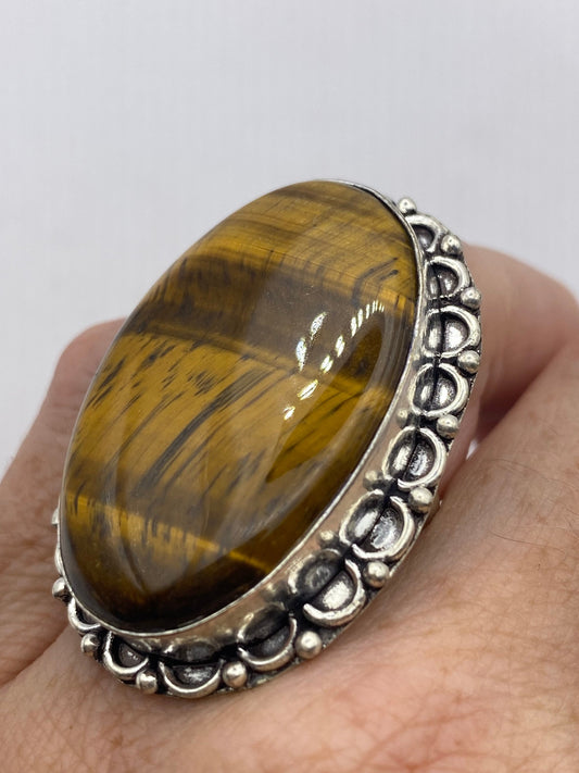 Vintage Tigers Eye Stone Silver Ring