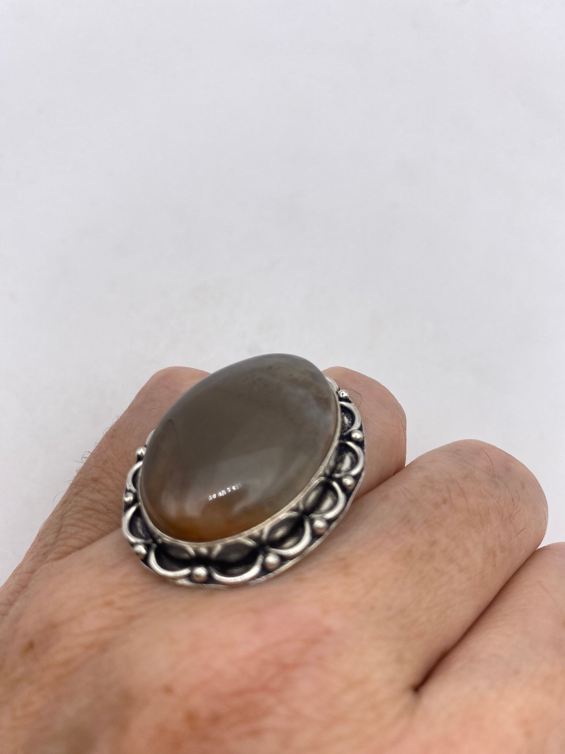 Vintage Bronze Carnelian Silver Bronze Ring