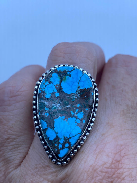 Vintage Blue Genuine Tibetan Turquoise Ring Size 7.5