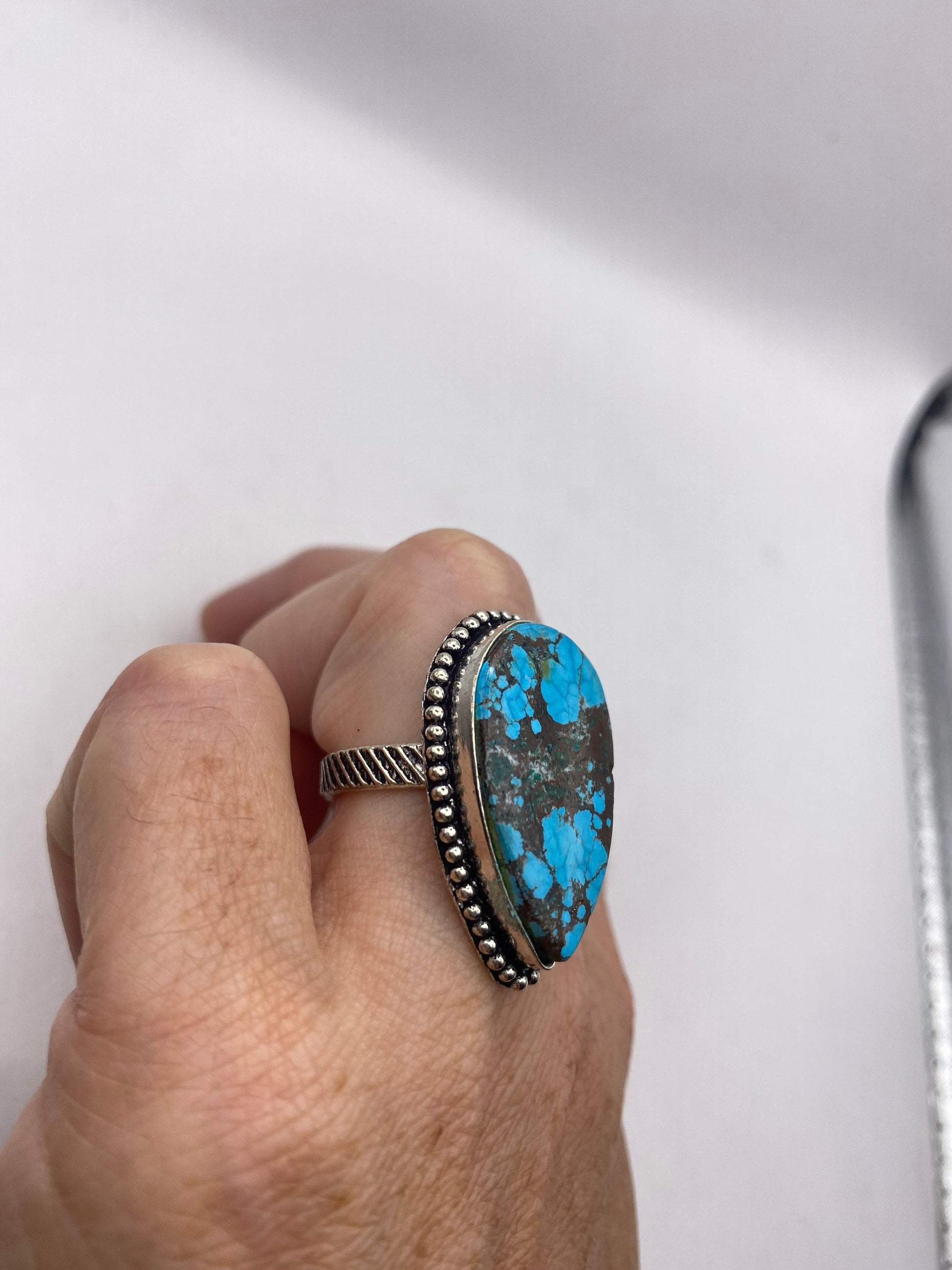 Vintage Blue Genuine Tibetan Turquoise Ring Size 7.5