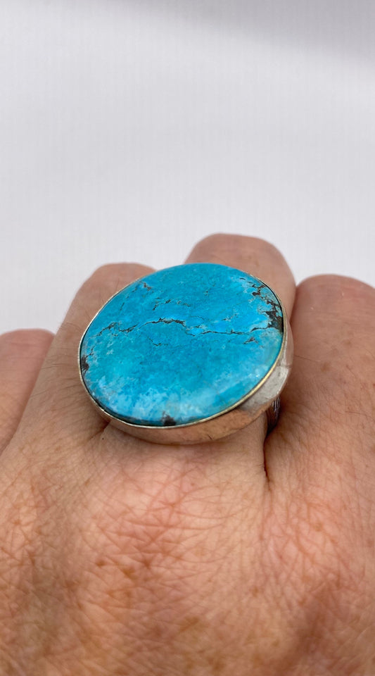 Vintage Blue Genuine Tibetan Turquoise Ring Size 7.5