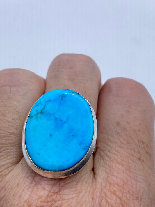 Vintage Blue Genuine Tibetan Turquoise Ring Size 7.5