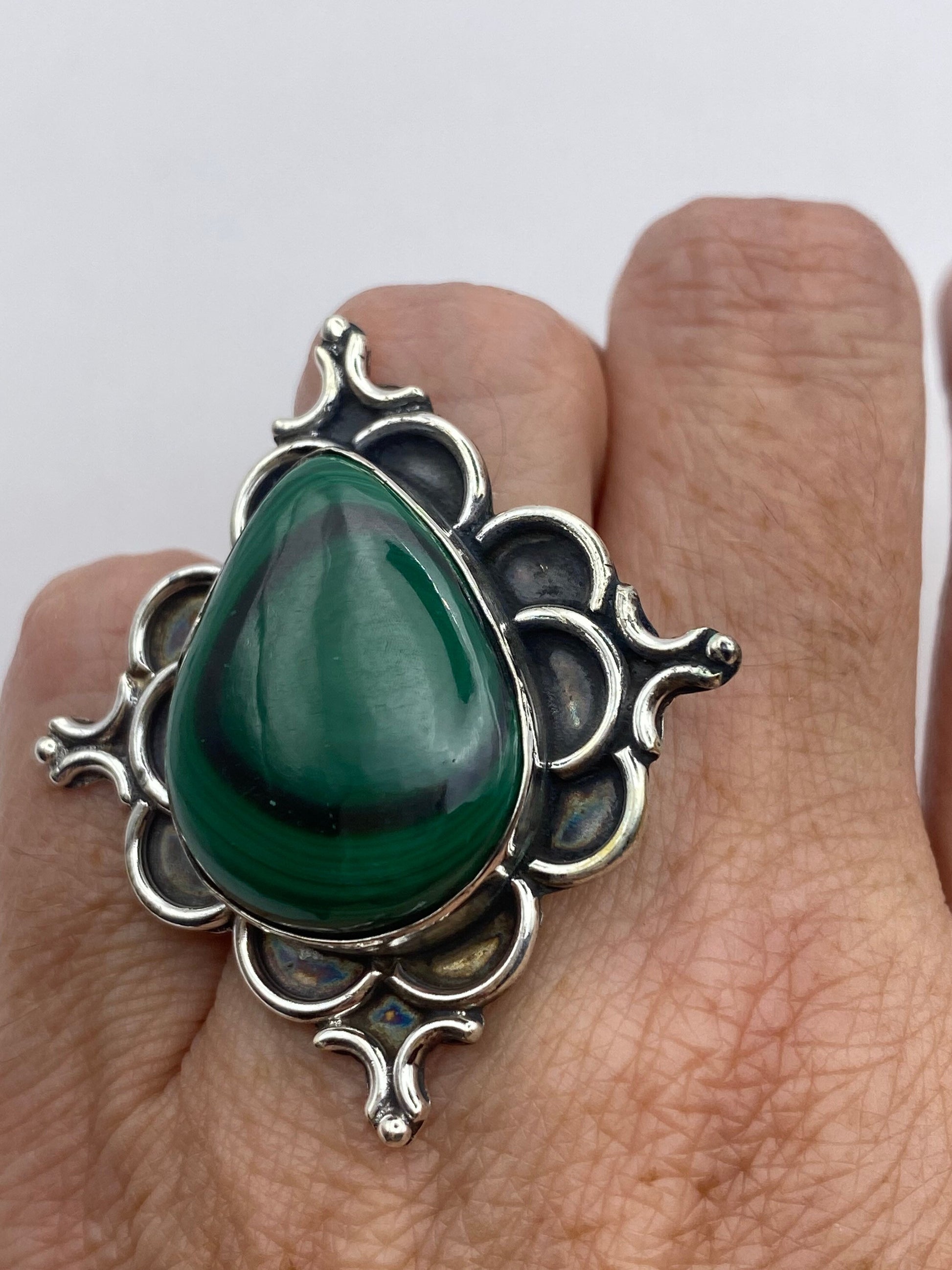 Vintage malachite Ring Size 7.75