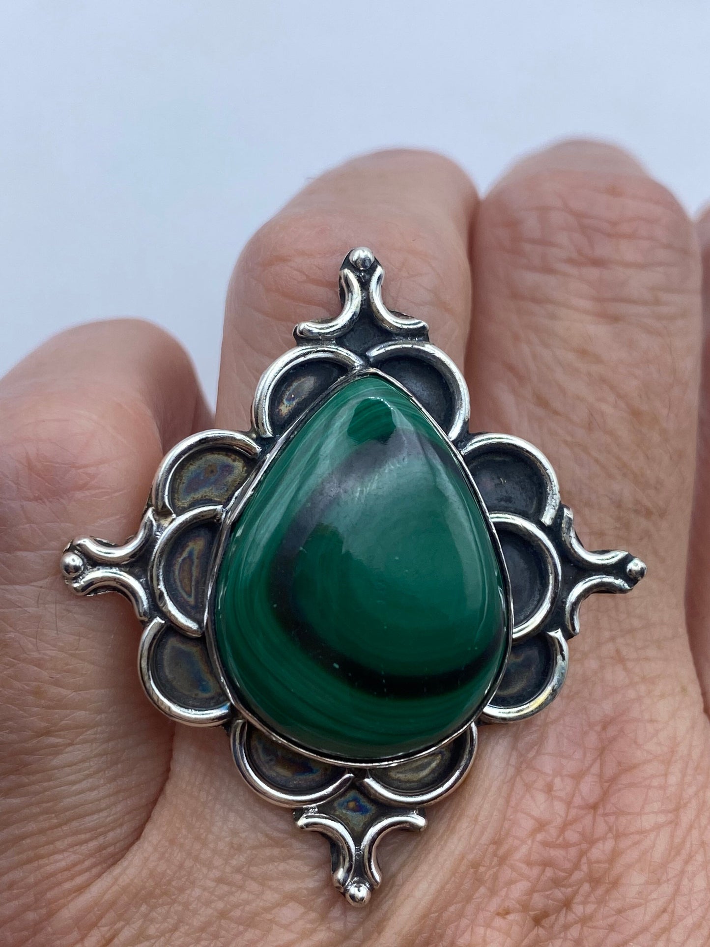 Vintage malachite Ring Size 7.75