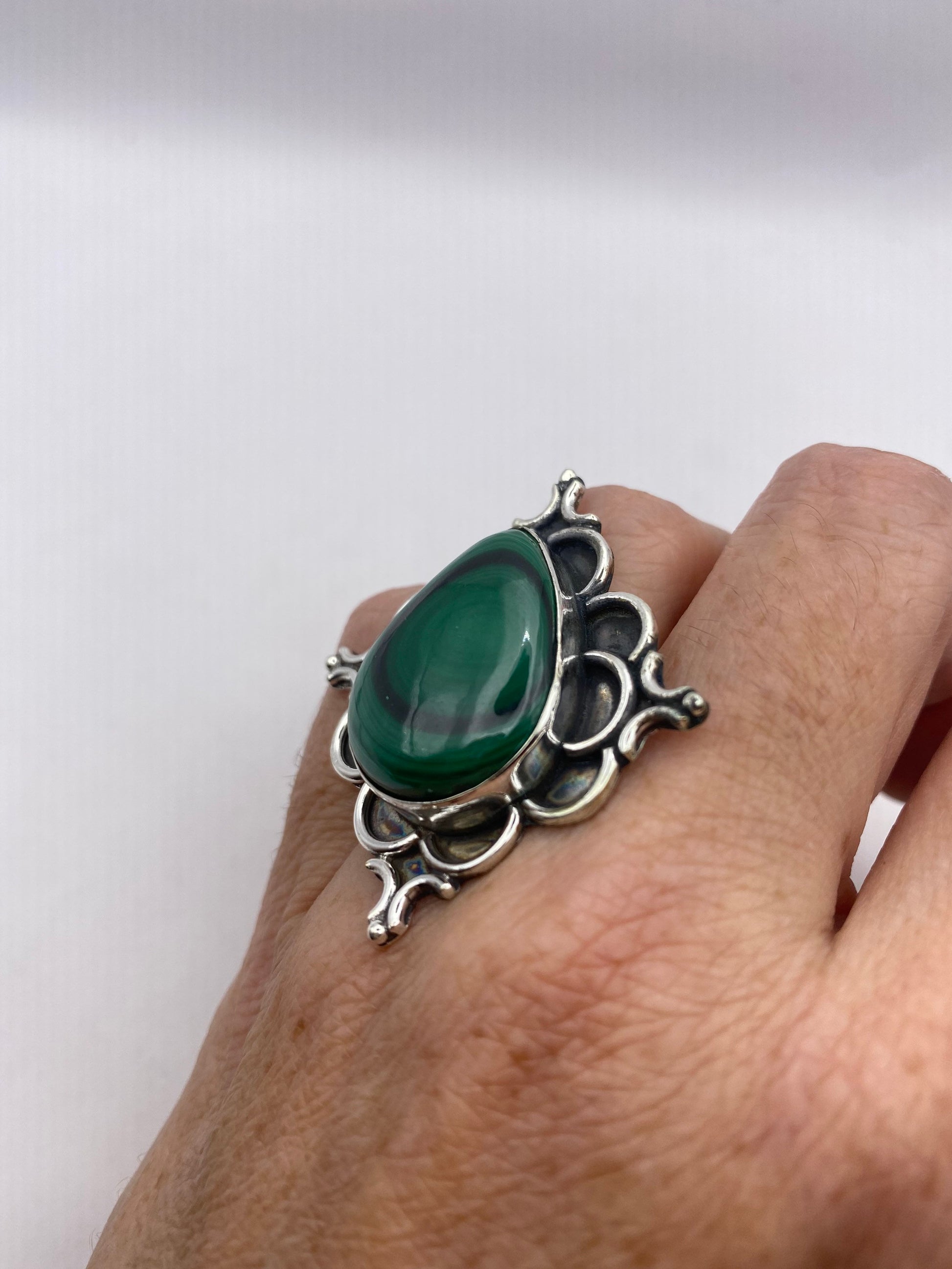 Vintage malachite Ring Size 7.75