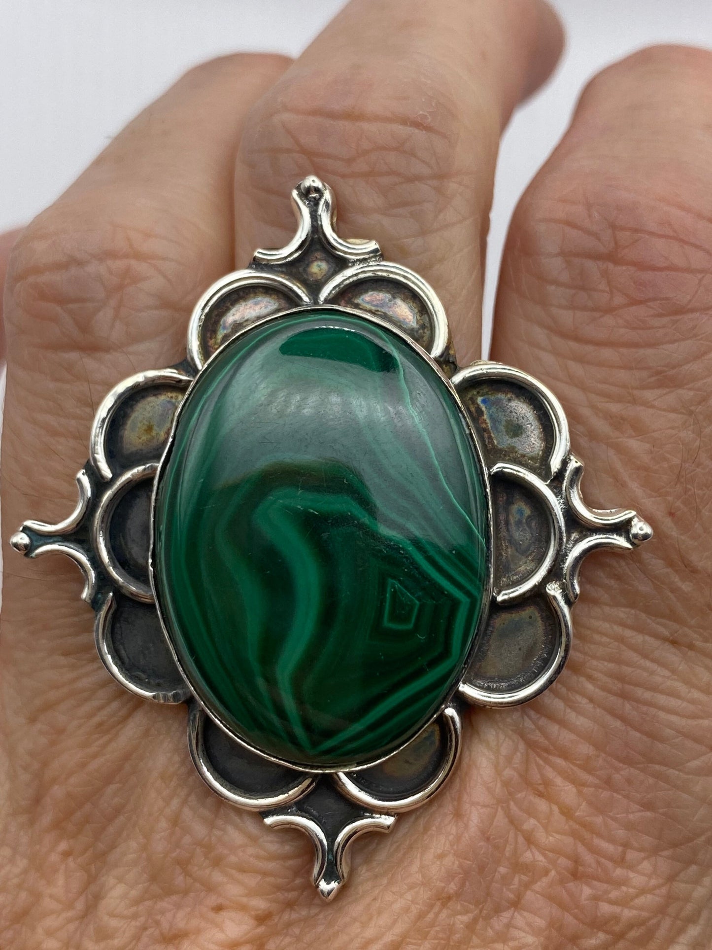 Vintage malachite Ring Size 7.5