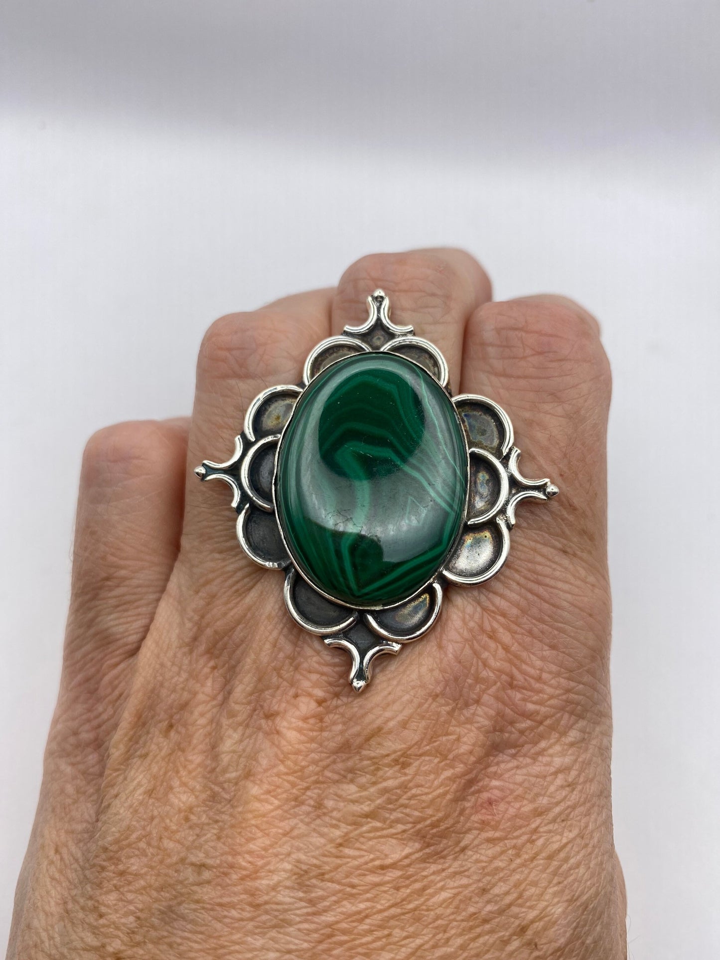 Vintage malachite Ring Size 7.5