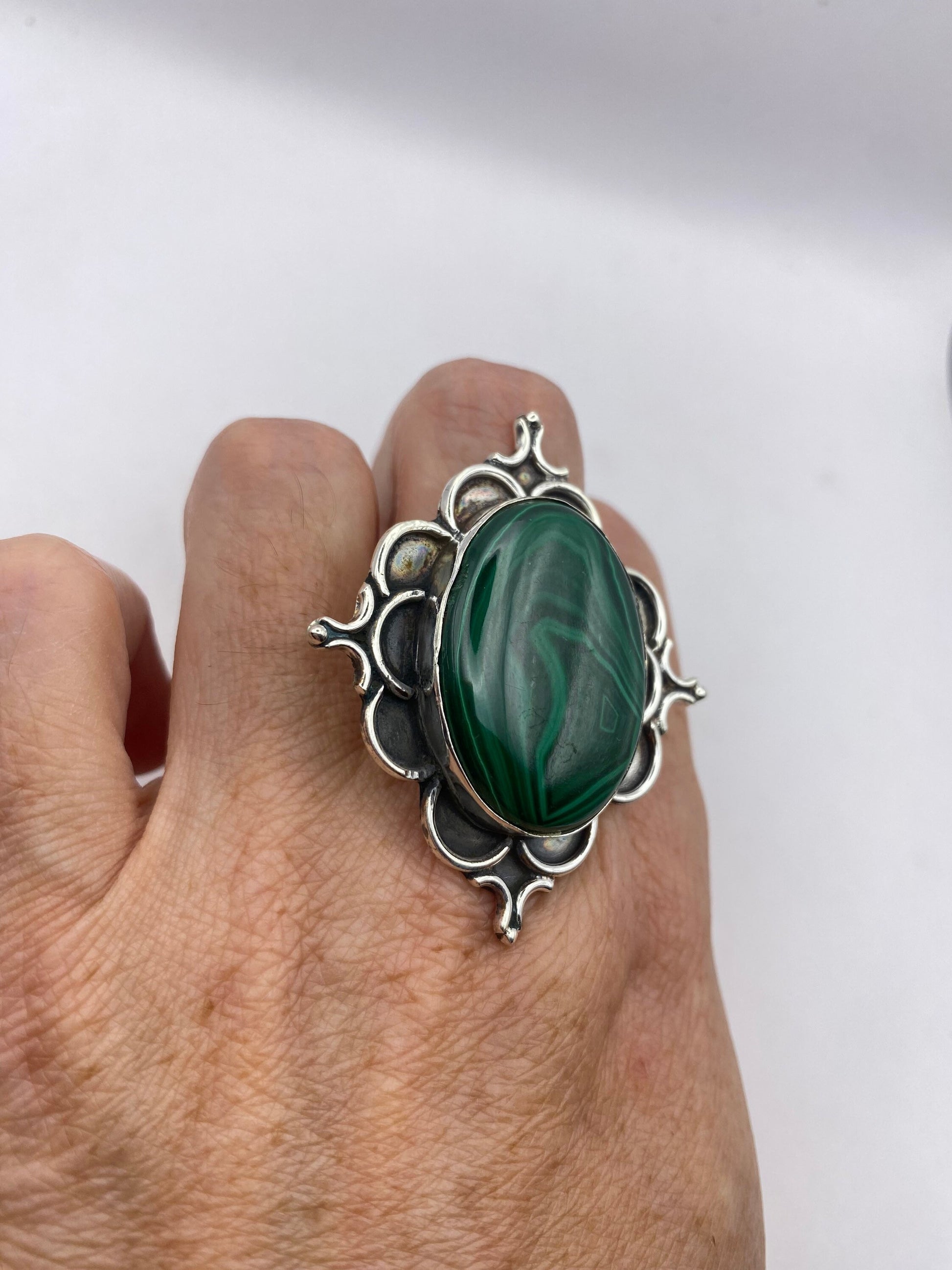 Vintage malachite Ring Size 7.5