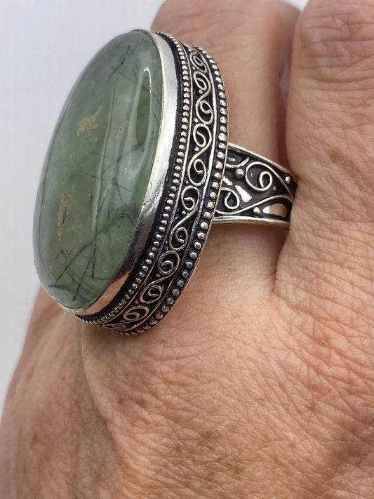 Vintage Green Moss Agate Cocktail Ring