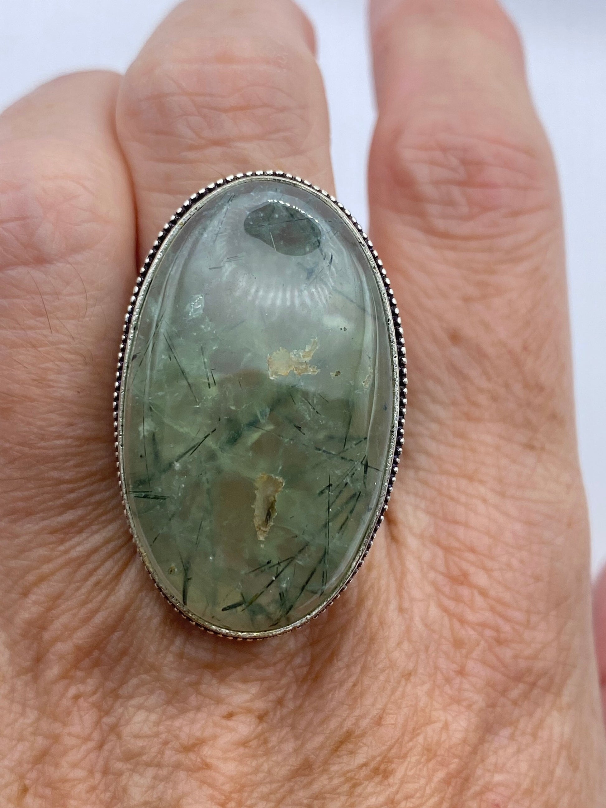 Vintage Green Moss Agate Cocktail Ring