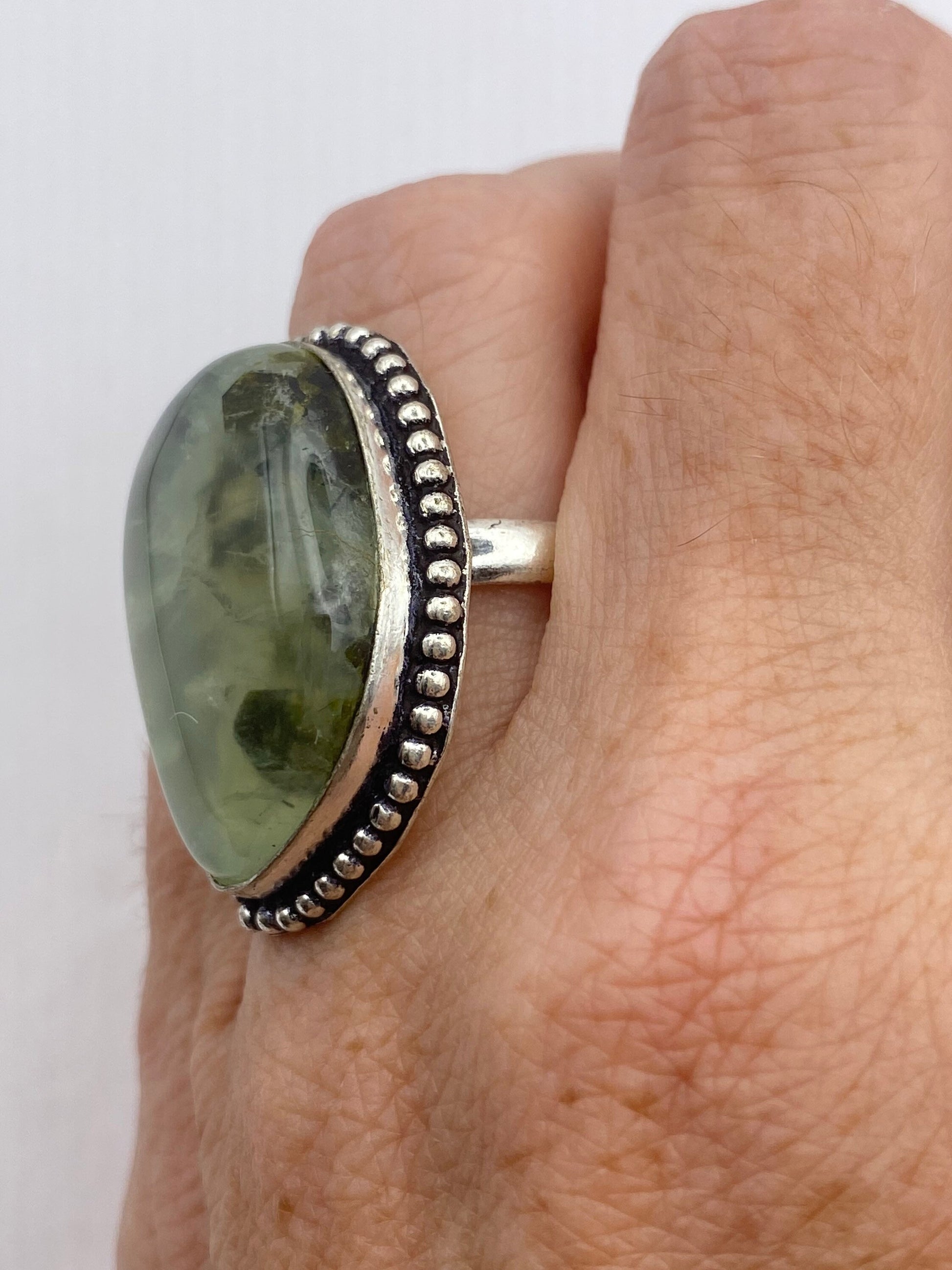 Vintage Green Moss Agate Cocktail Ring