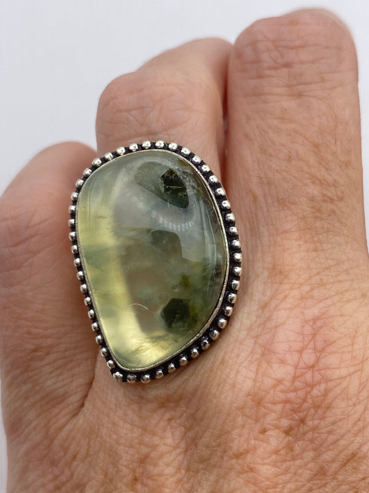 Vintage Green Moss Agate Cocktail Ring