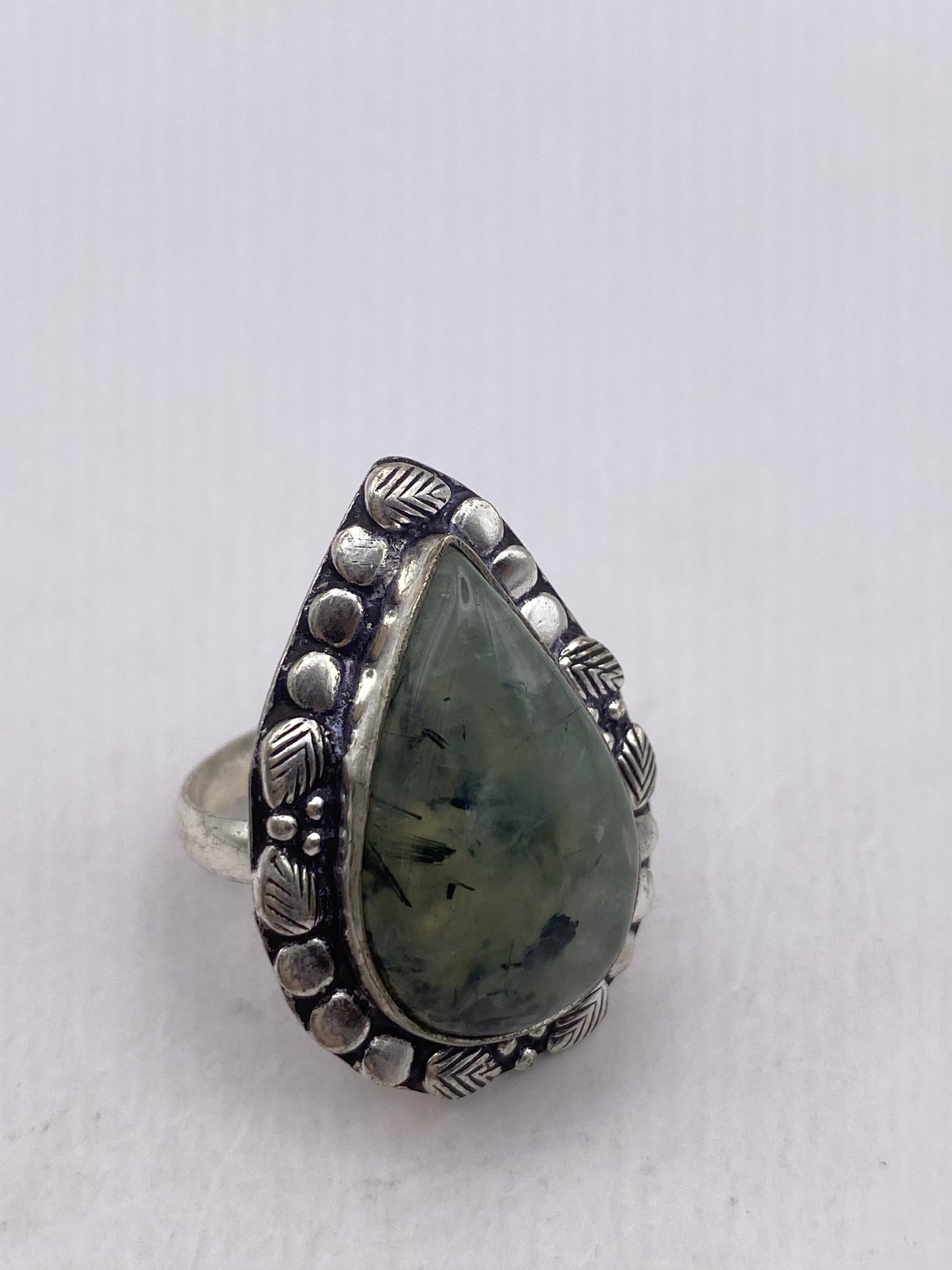 Vintage Green Moss Agate Cocktail Ring