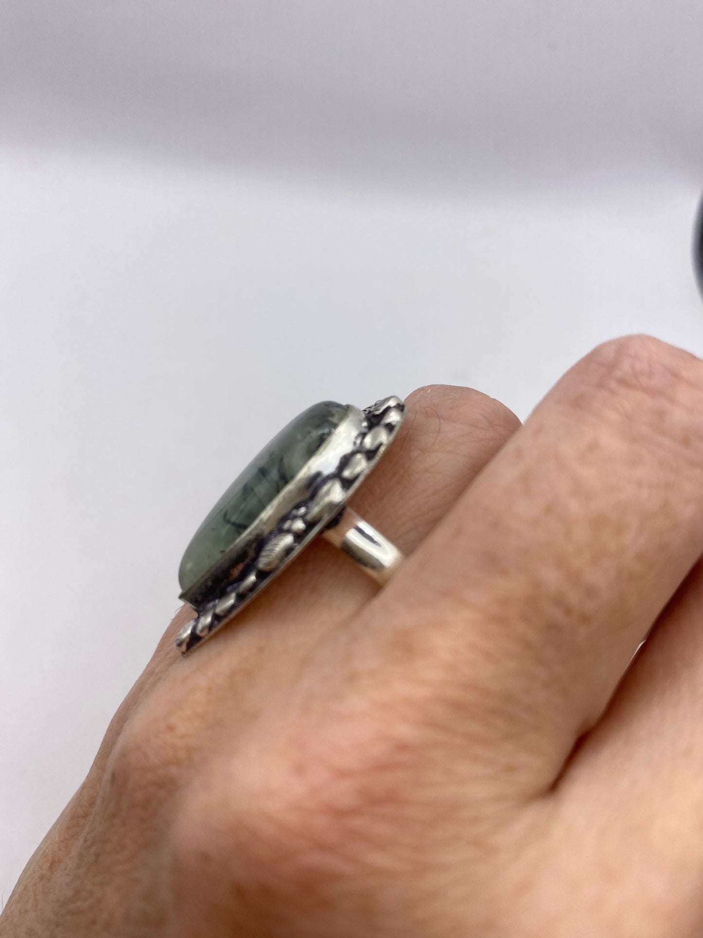 Vintage Green Moss Agate Cocktail Ring