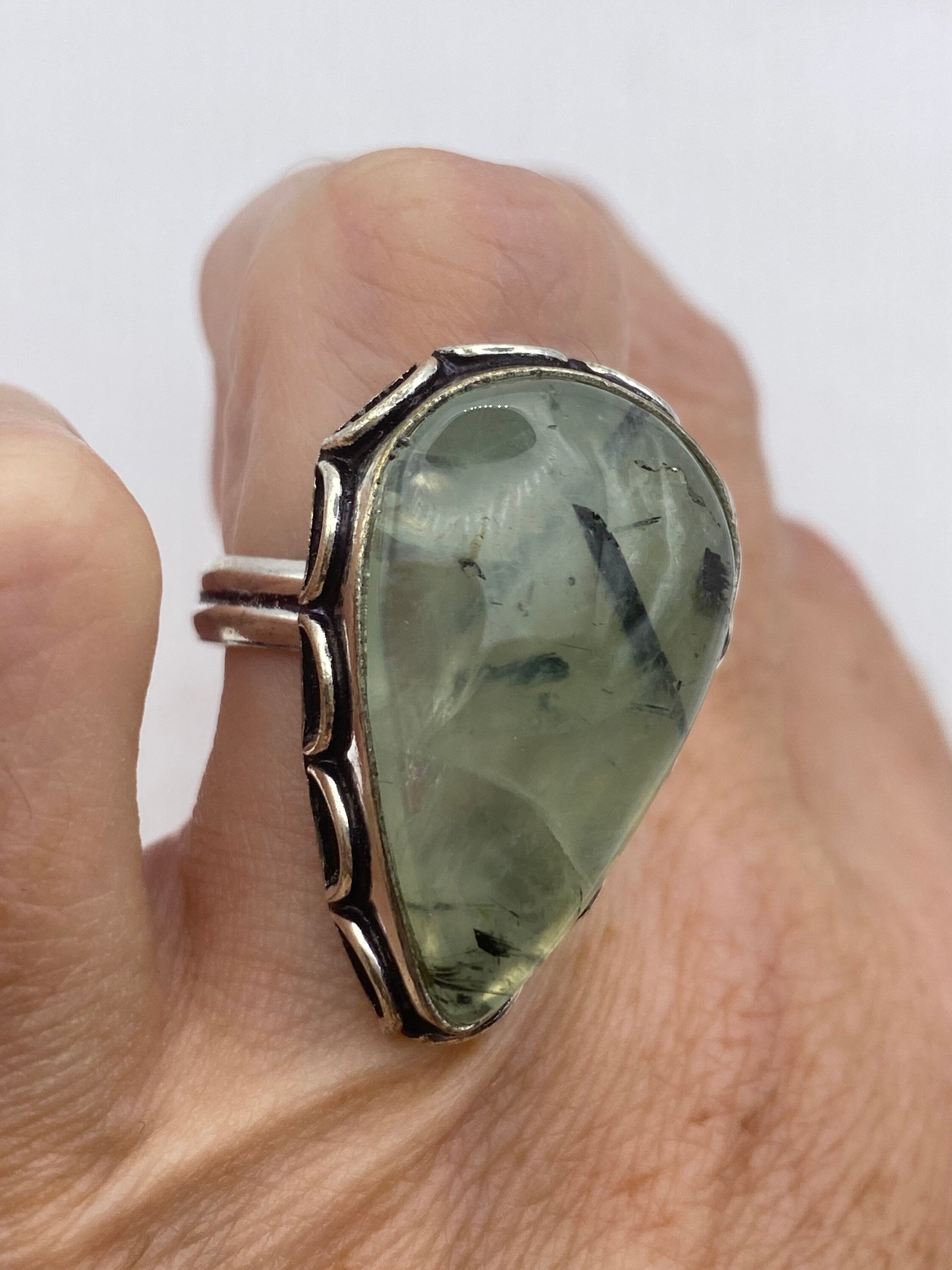 Vintage Green Moss Agate Cocktail Ring