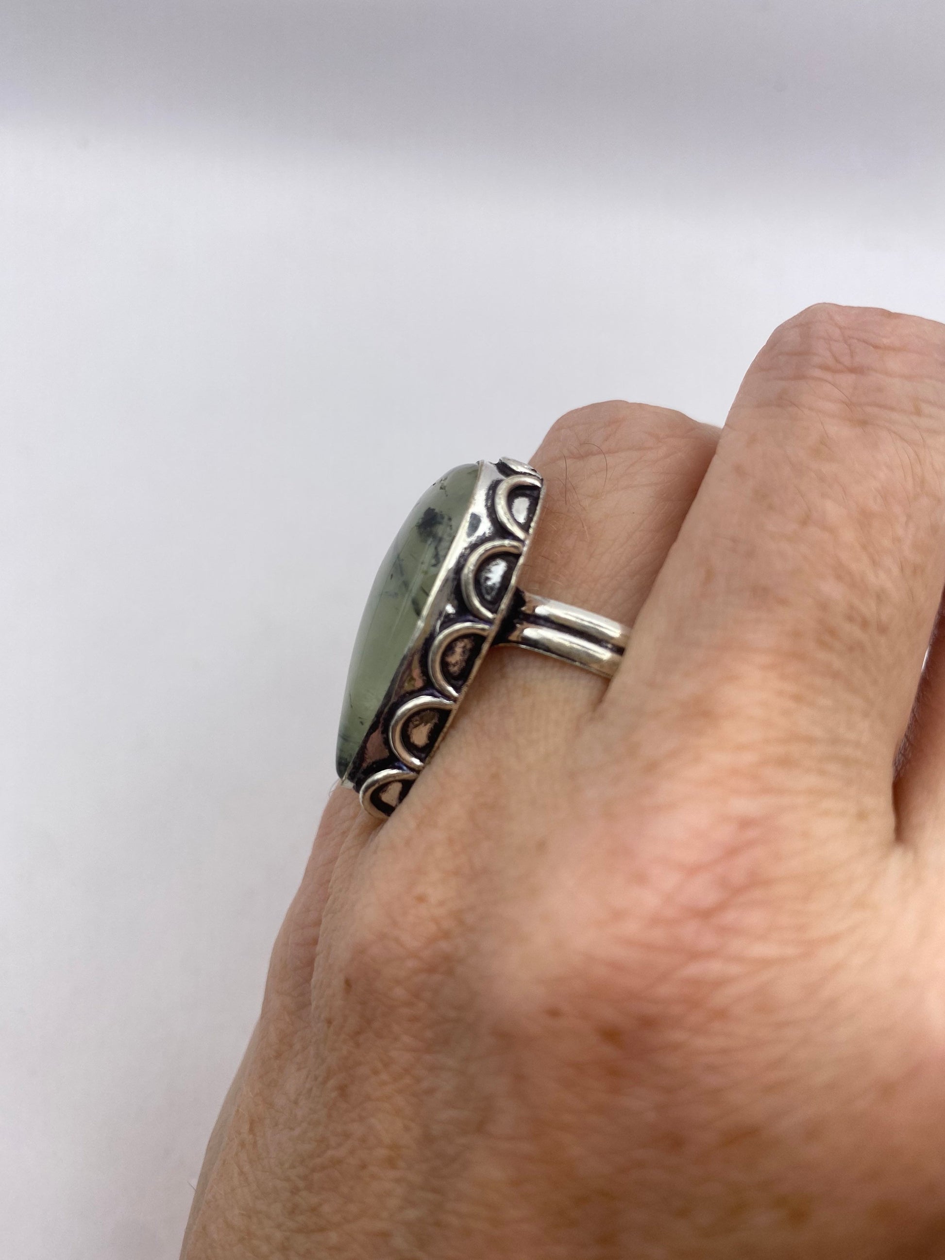 Vintage Green Moss Agate Cocktail Ring