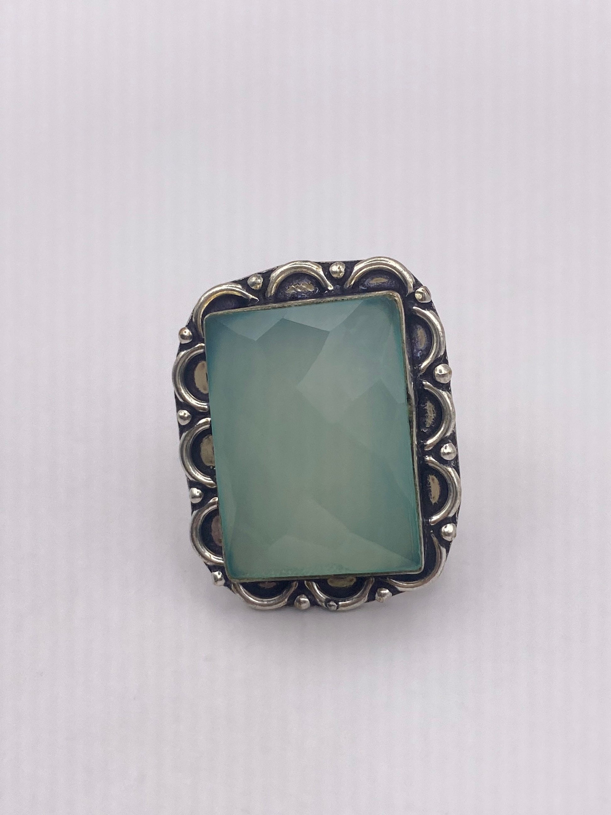 Vintage Green Chalcedony Cocktail Statement Ring