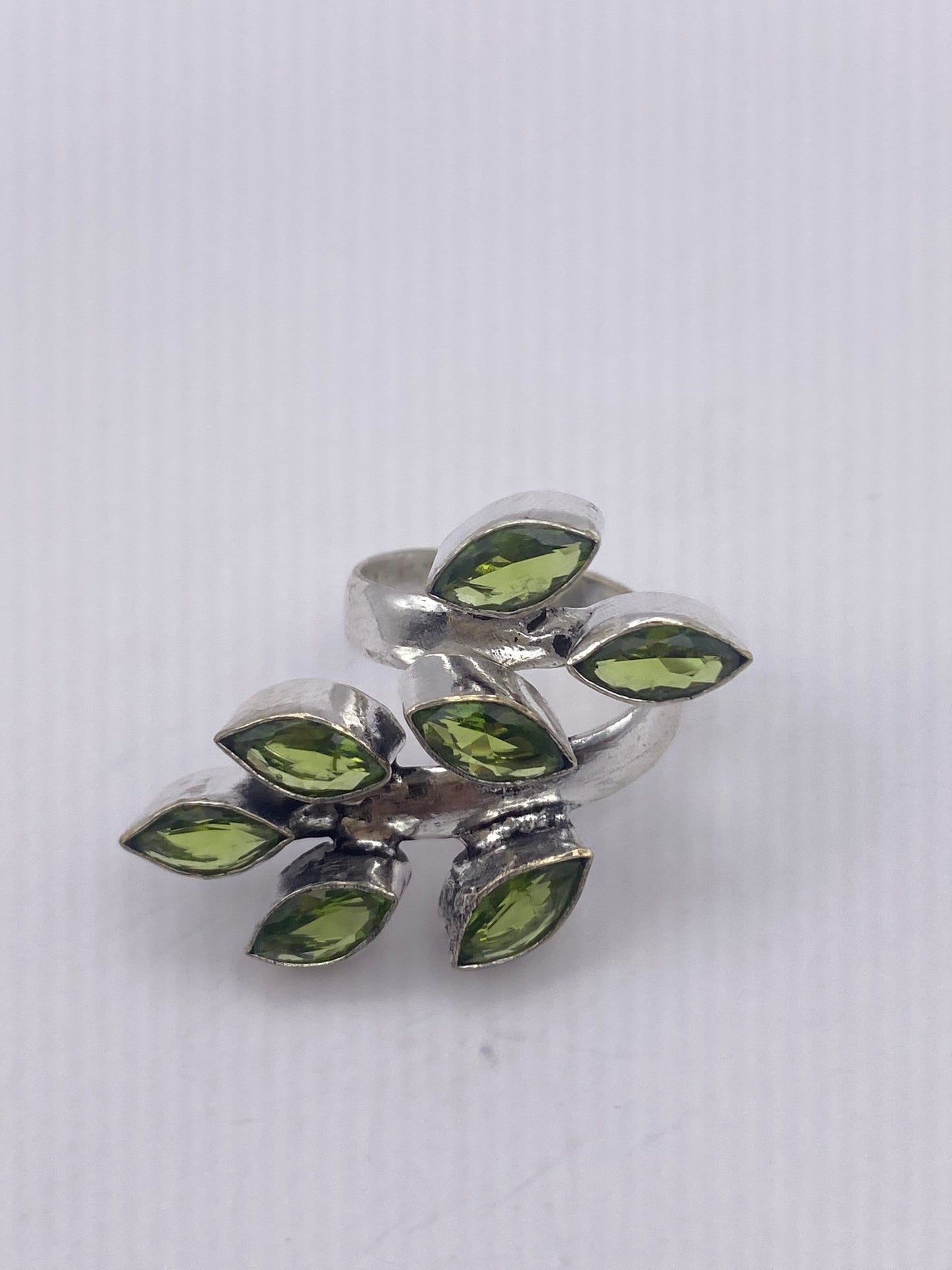 Vintage Green Pearl Peridot Cocktail Ring Adjustable