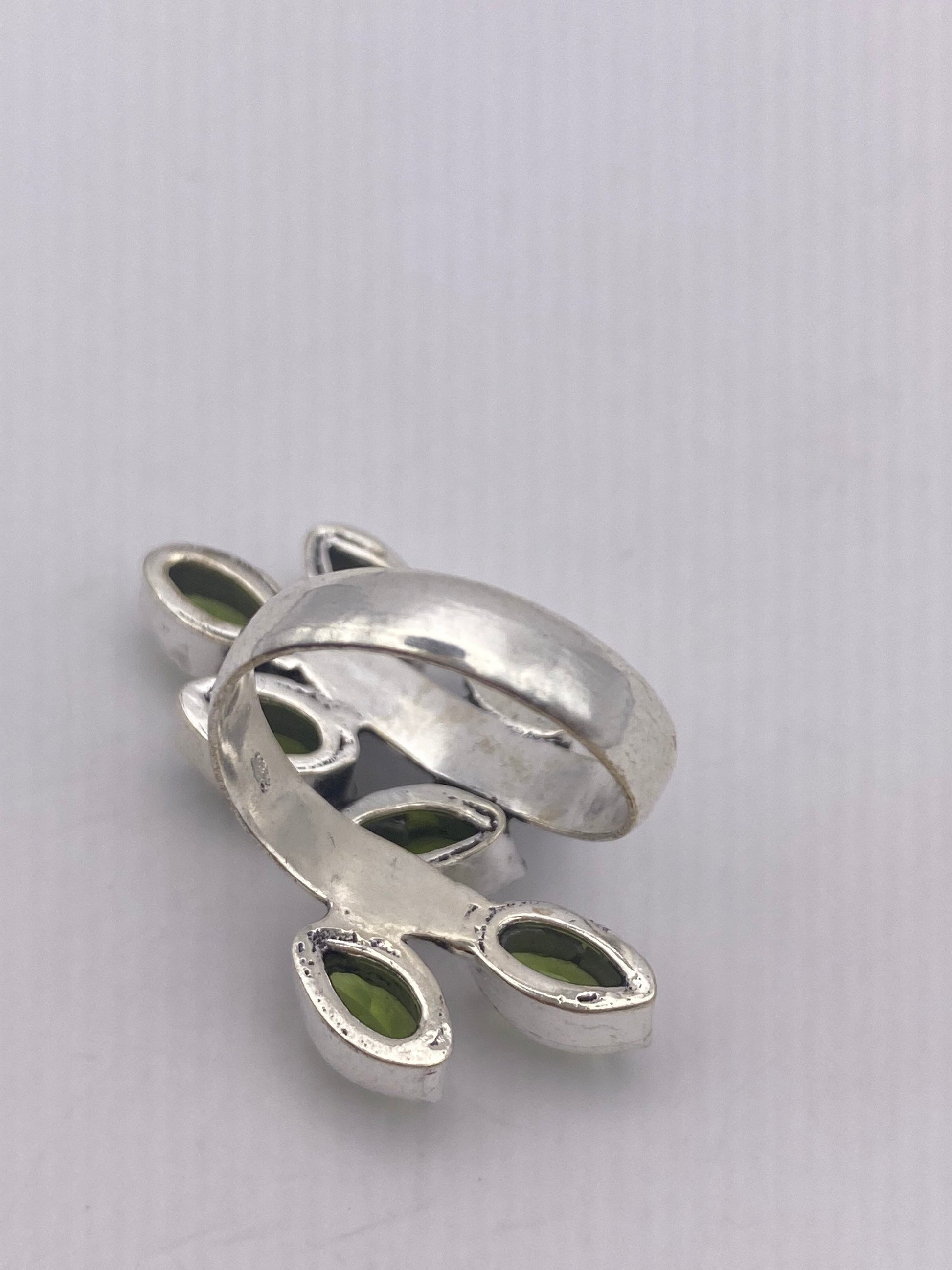 Vintage Green Pearl Peridot Cocktail Ring Adjustable