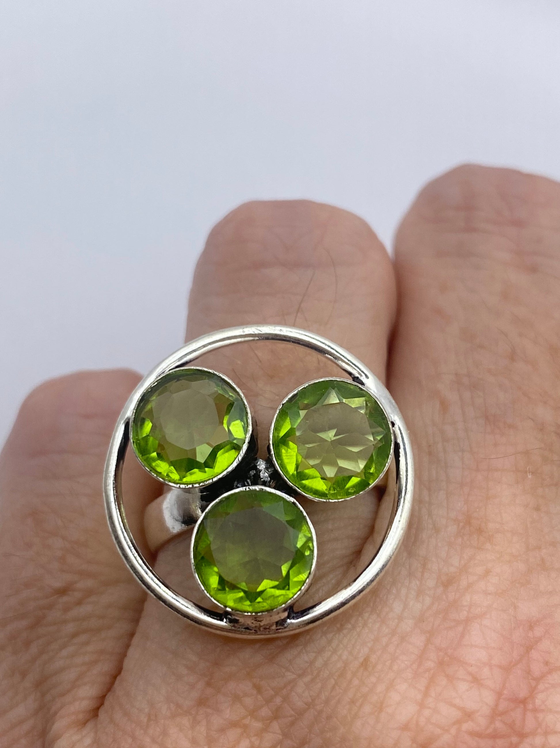 Vintage Green Pearl Peridot Cocktail Ring