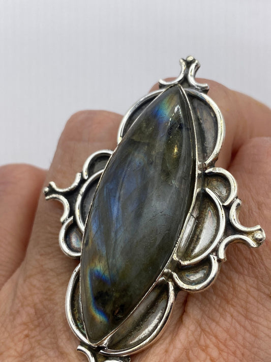 Vintage Rainbow Labradorite Statement Ring