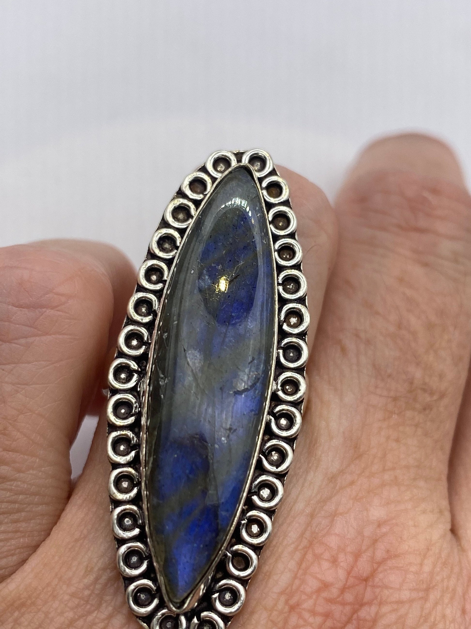 Vintage Rainbow Labradorite Statement Ring