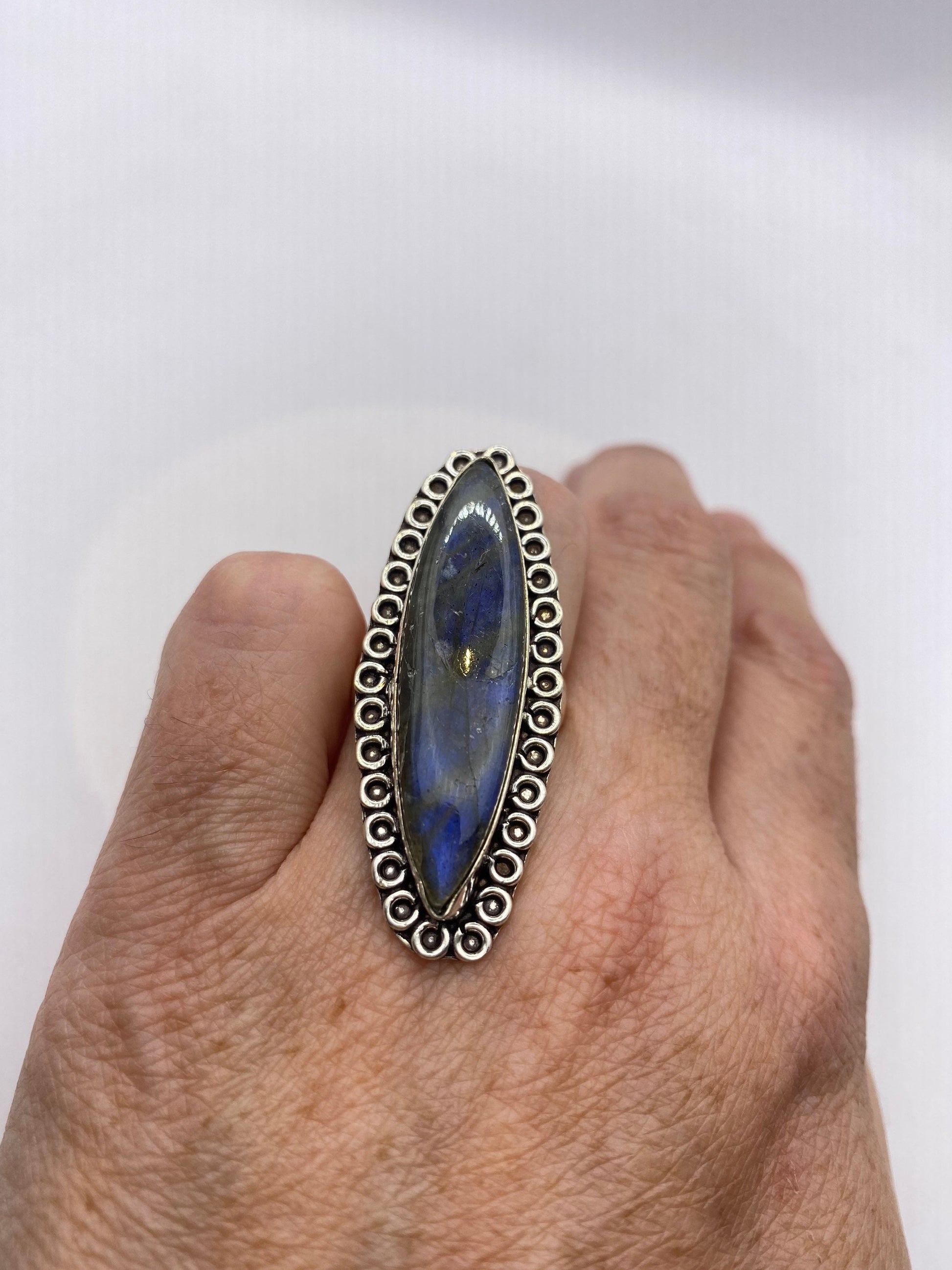 Vintage Rainbow Labradorite Statement Ring