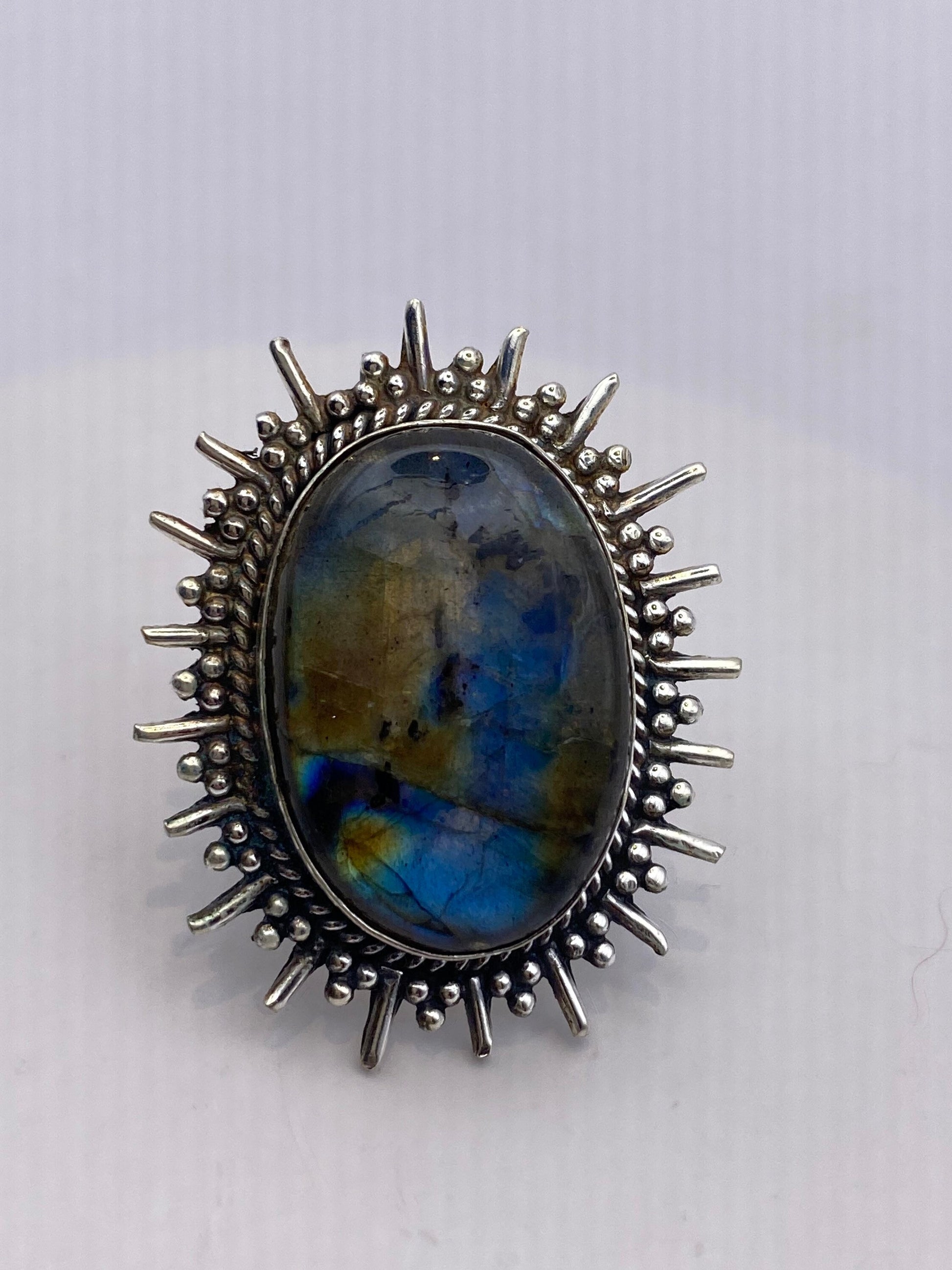 Vintage Rainbow Labradorite Statement Ring