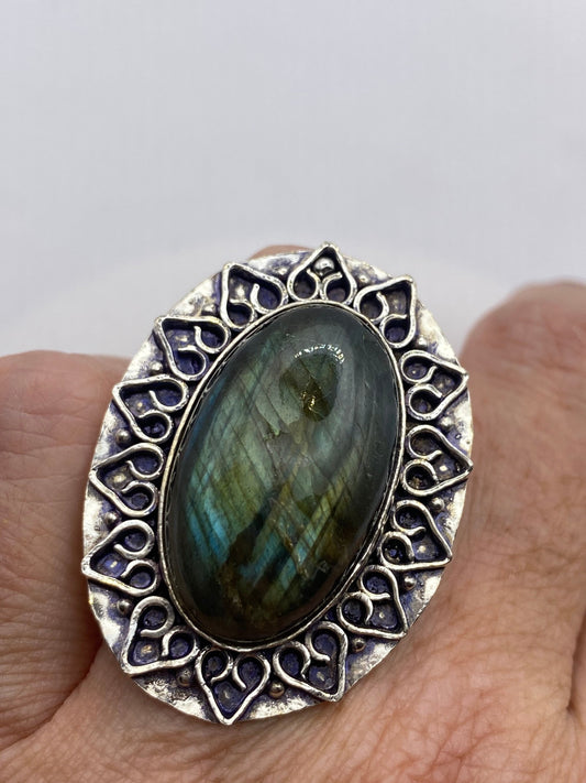 Vintage Rainbow Labradorite Statement Ring