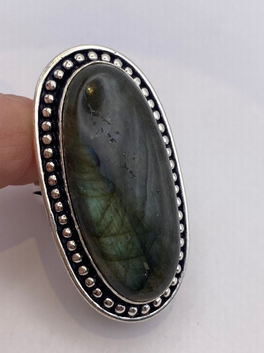 Vintage Rainbow Labradorite Statement Ring