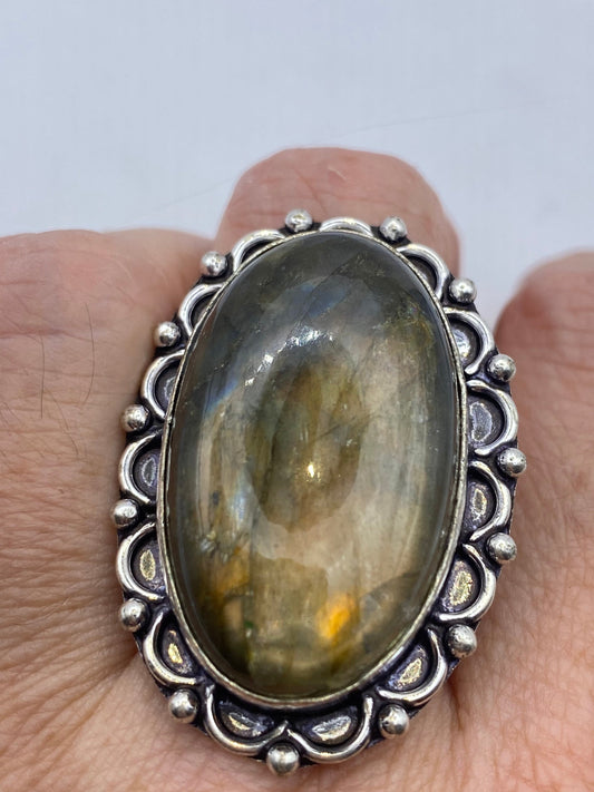 Vintage Rainbow Labradorite Statement Ring