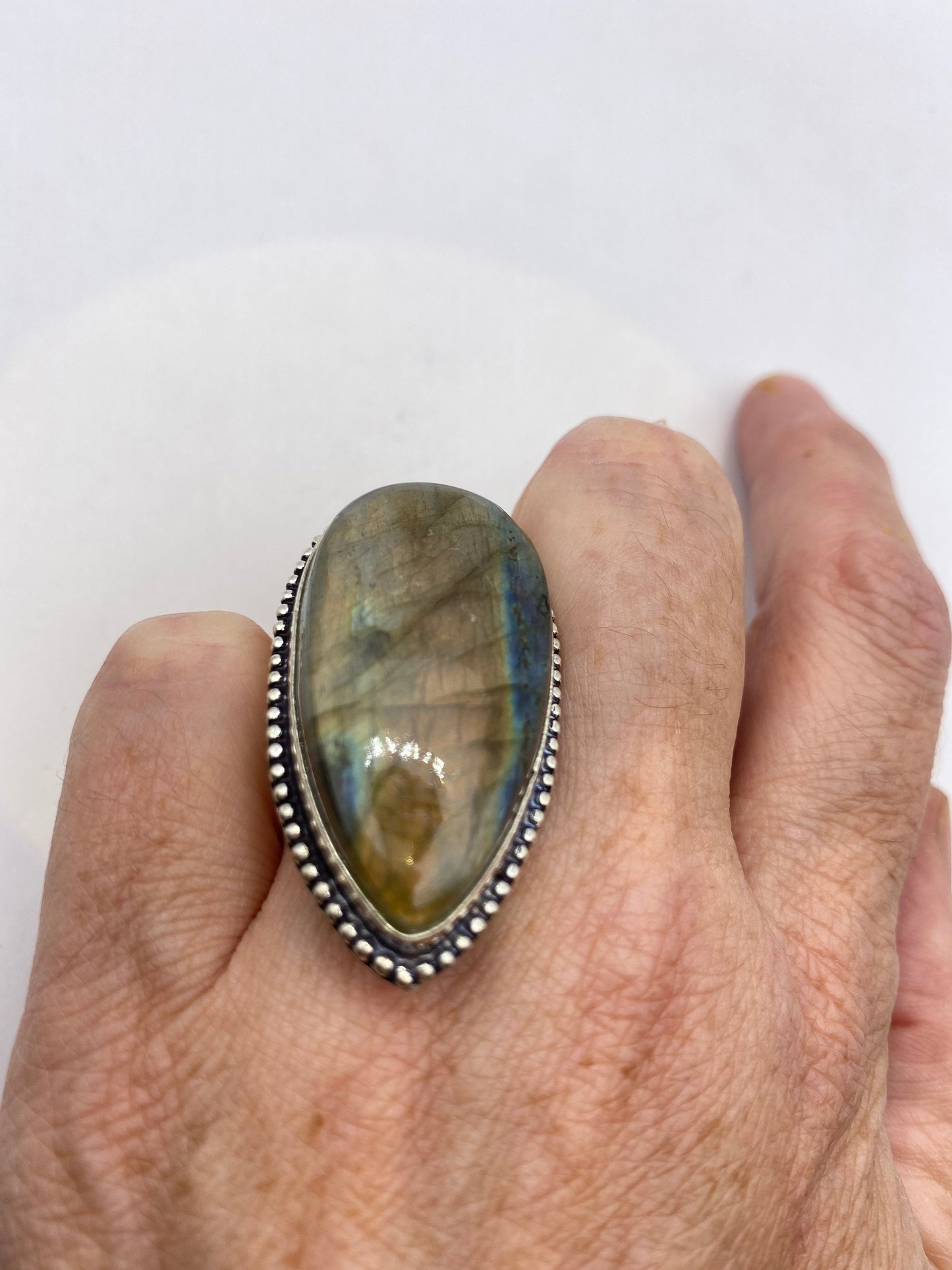 Vintage Rainbow Labradorite Statement Ring