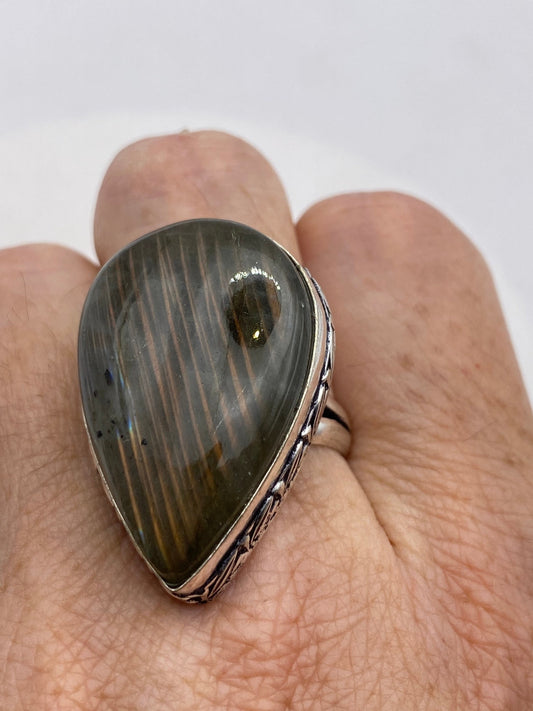 Vintage Rainbow Labradorite Statement Ring