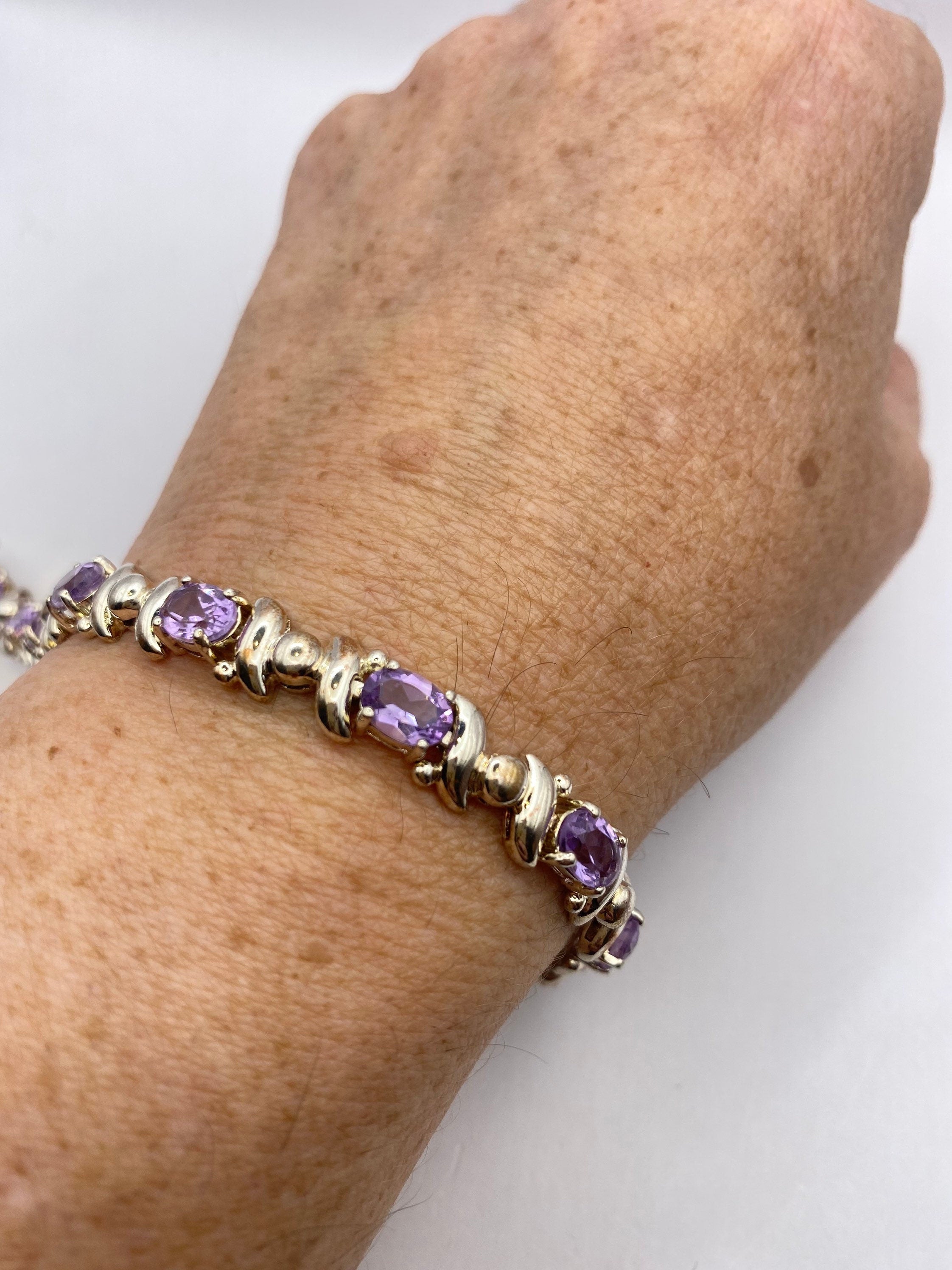 Vintage Purple outlet Amethyst Tennis Bracelet in 925 Sterling Silver