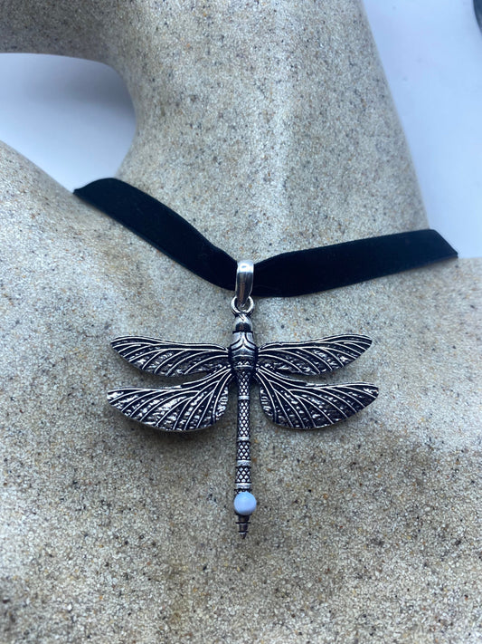 Vintage Dragonfly Choker Blue Larimar Necklace