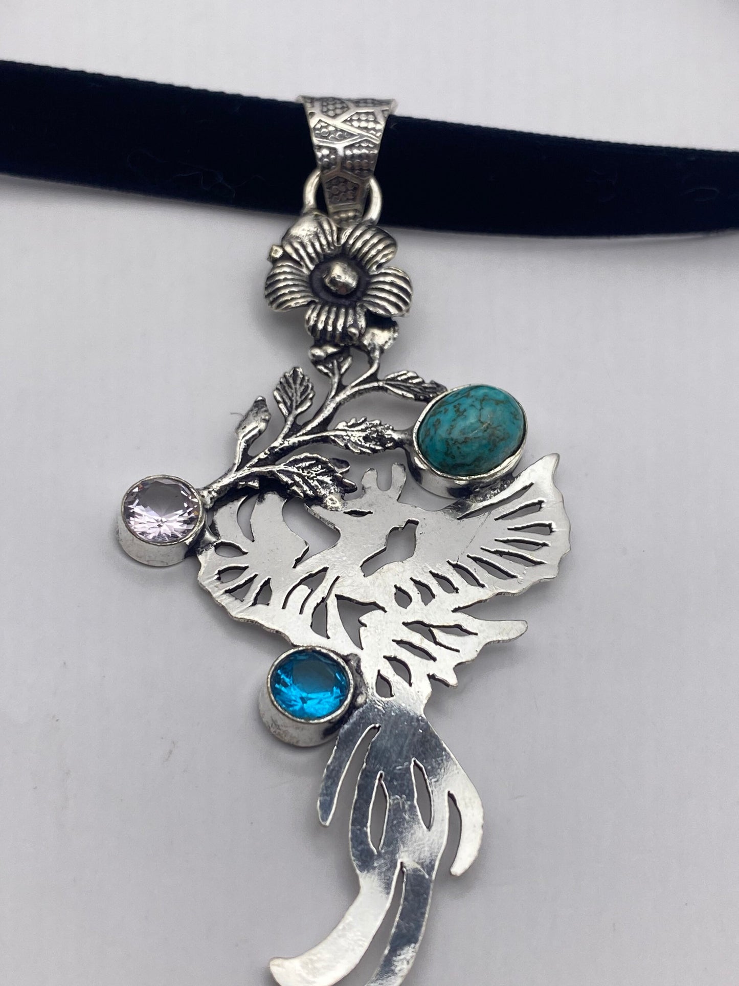 Vintage Bird of Paradise Choker Blue Turquoise Necklace